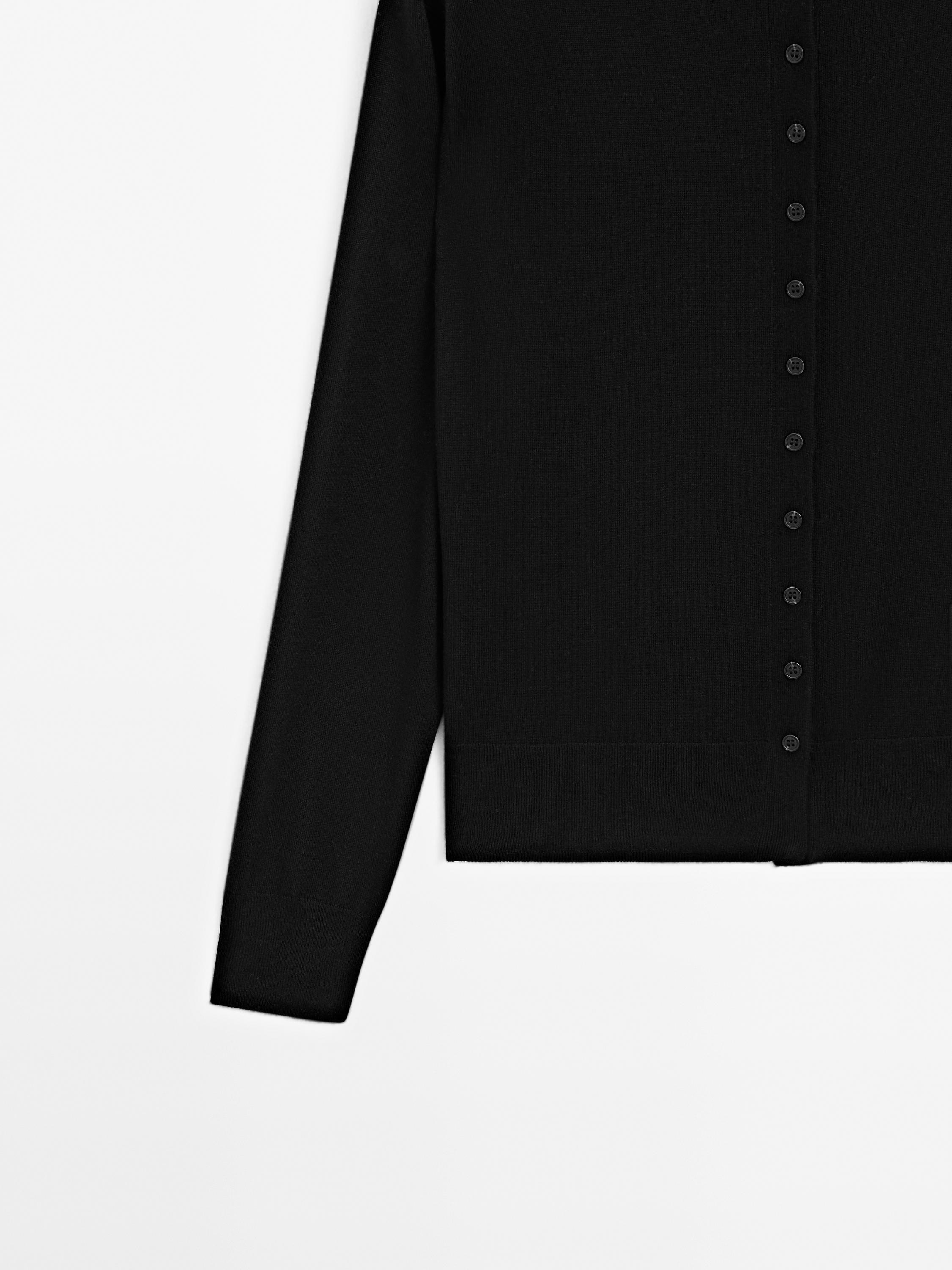 Knit cardigan with mock turtleneck