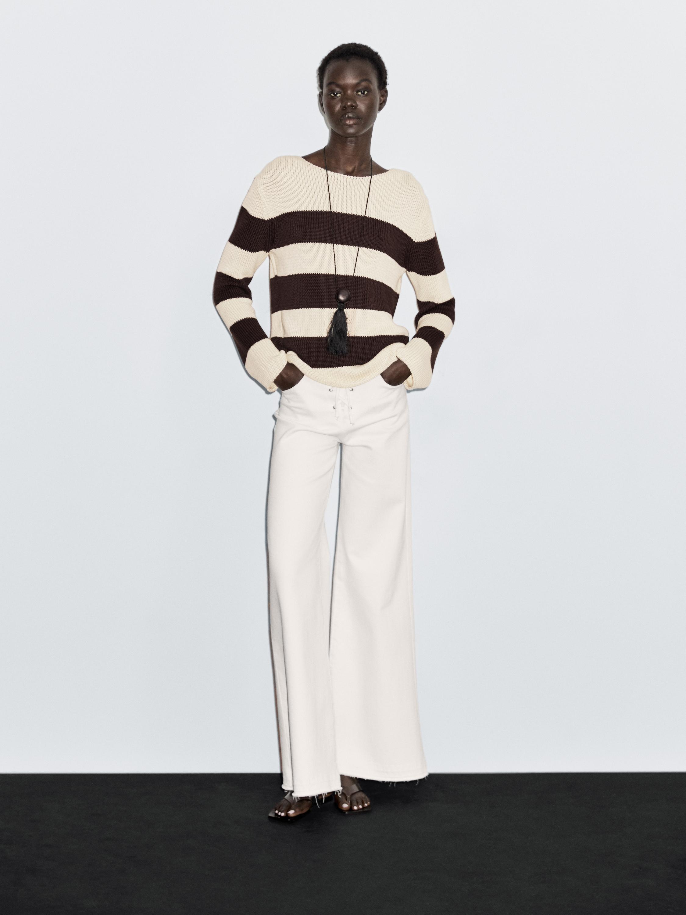 100% cotton striped knit sweater