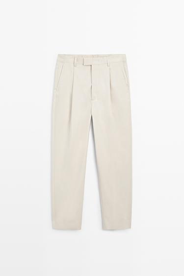 100% cotton darted pants — BEIGE 2
