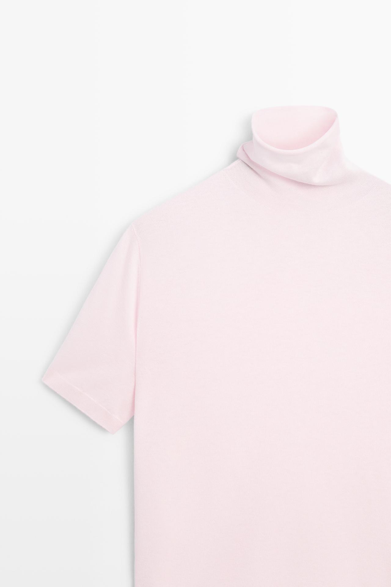 Wool blend turtleneck knit sweater — ROSE PINK