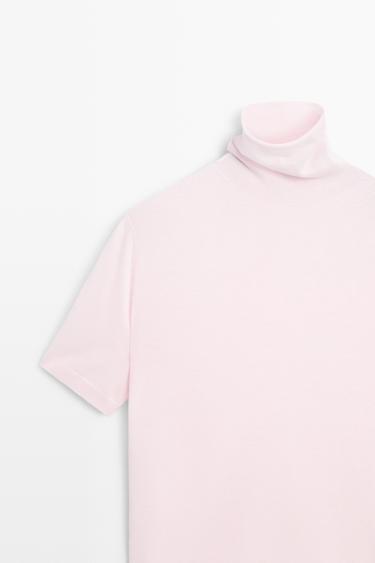 Wool blend turtleneck knit sweater — ROSE PINK 4