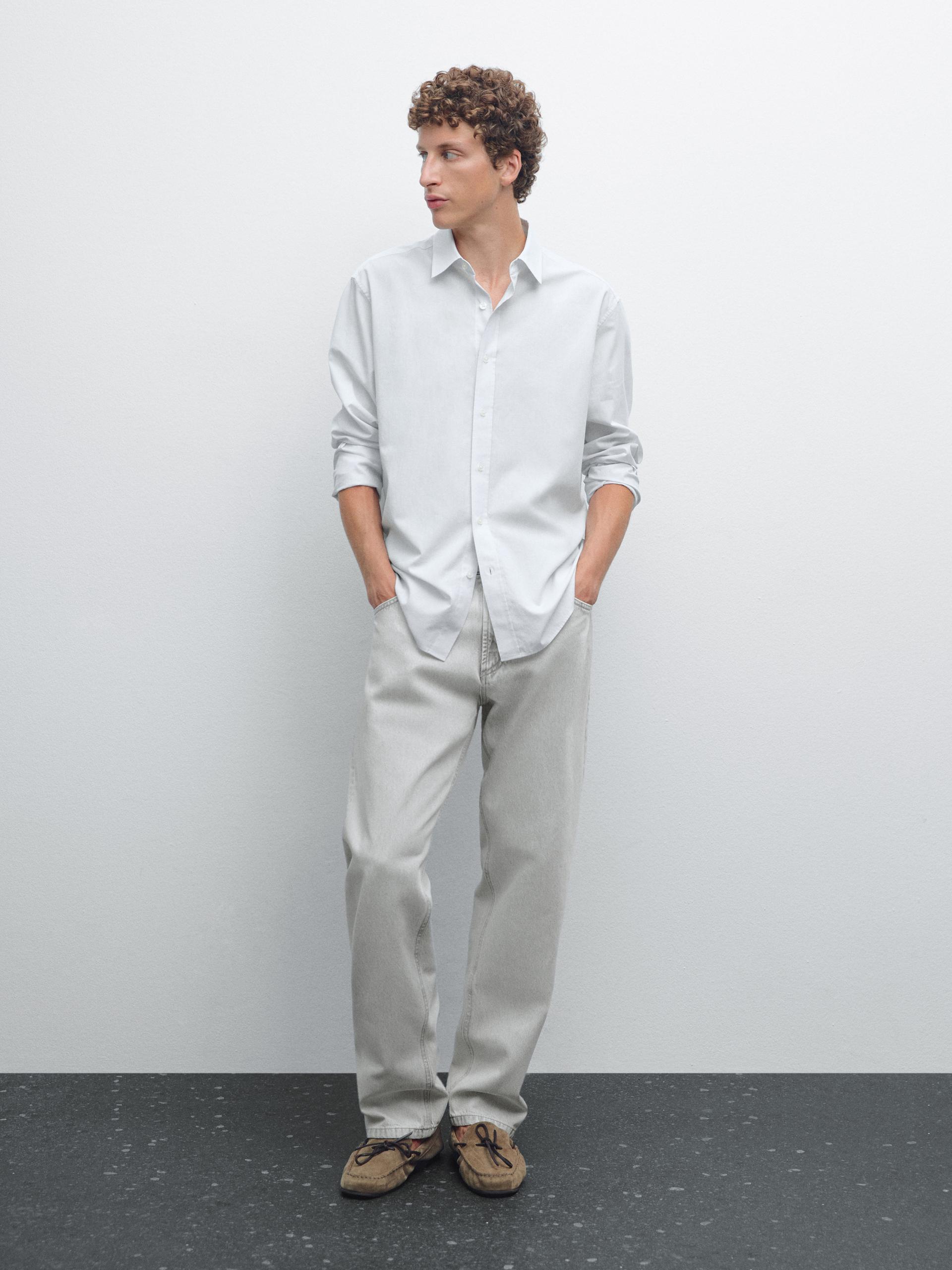 Camisa Rayas Regular Fit - Azul Celeste - L - Massimo Dutti - Hombre