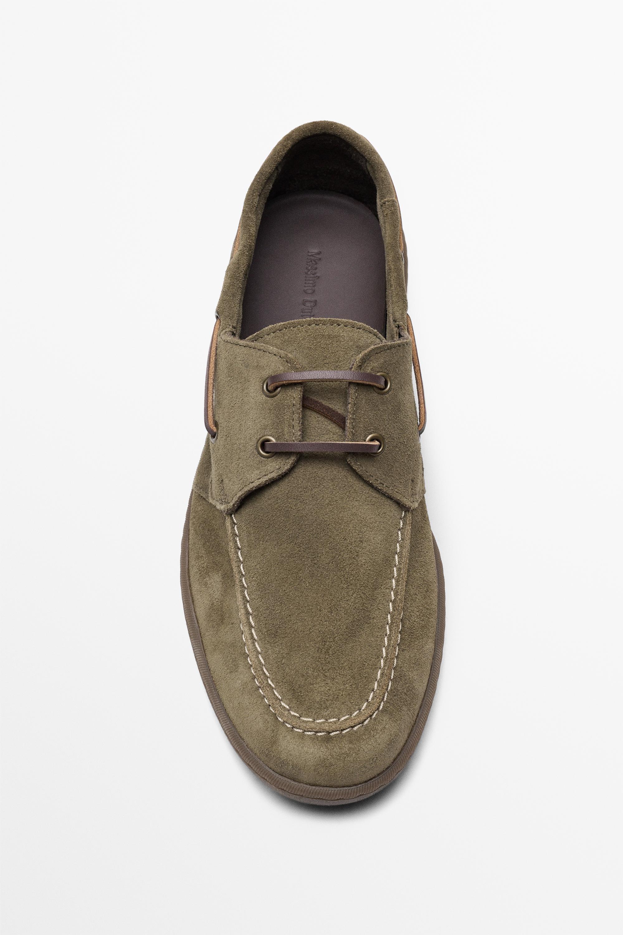 Soft leather boat shoe — KHAKI