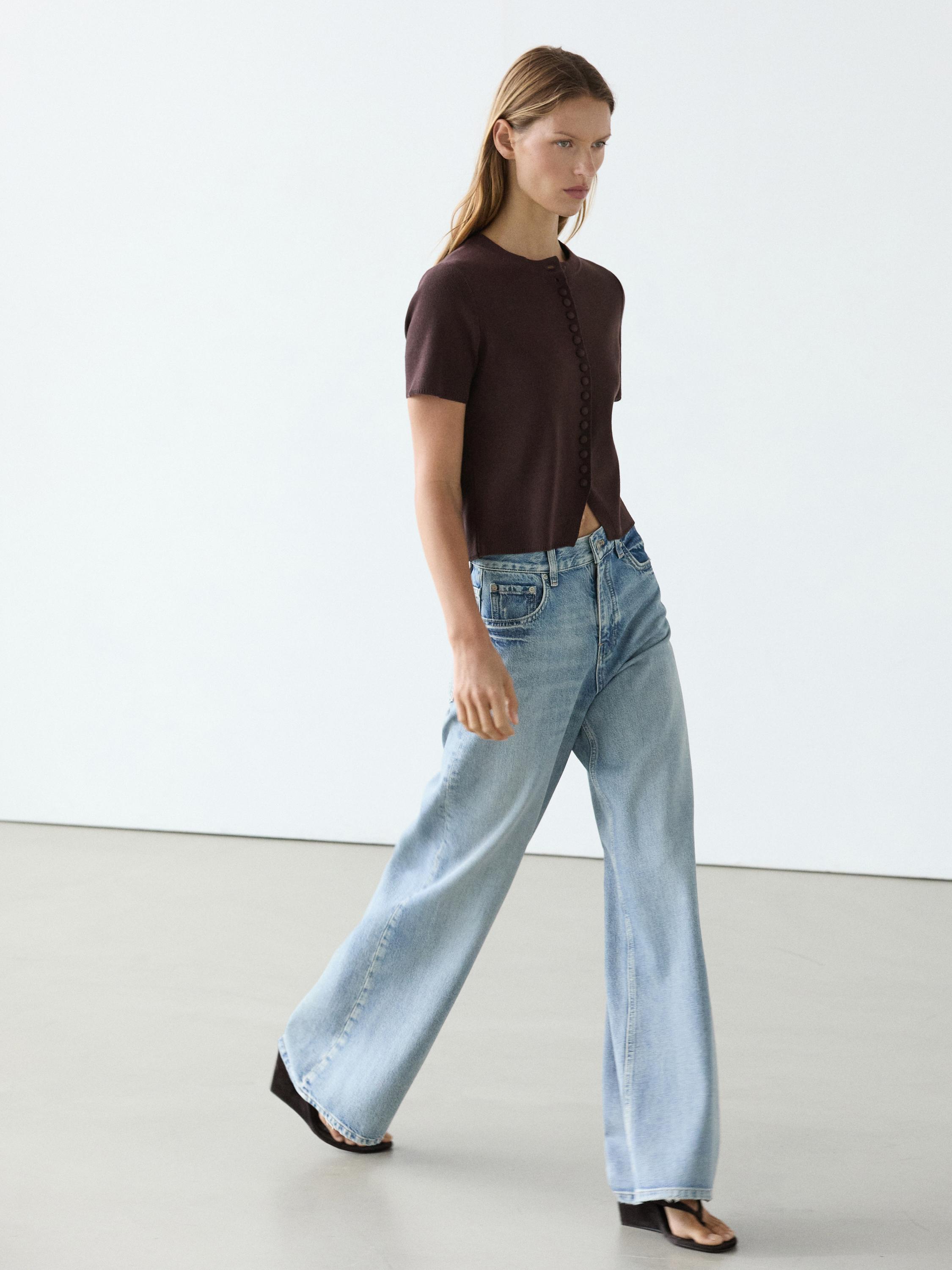 Cotton short sleeve knit cardigan