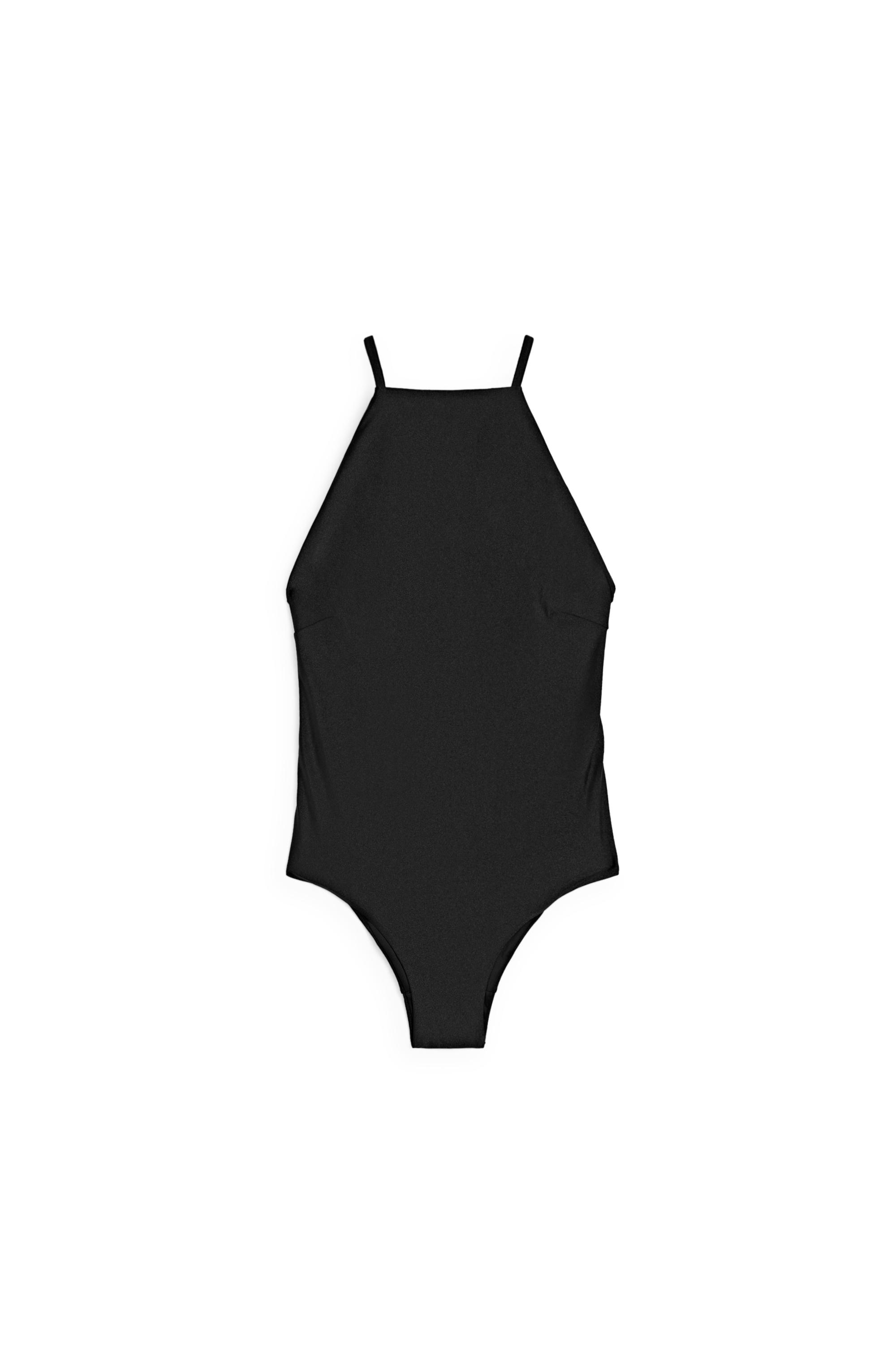 Shimmery halter swimsuit — BLACK