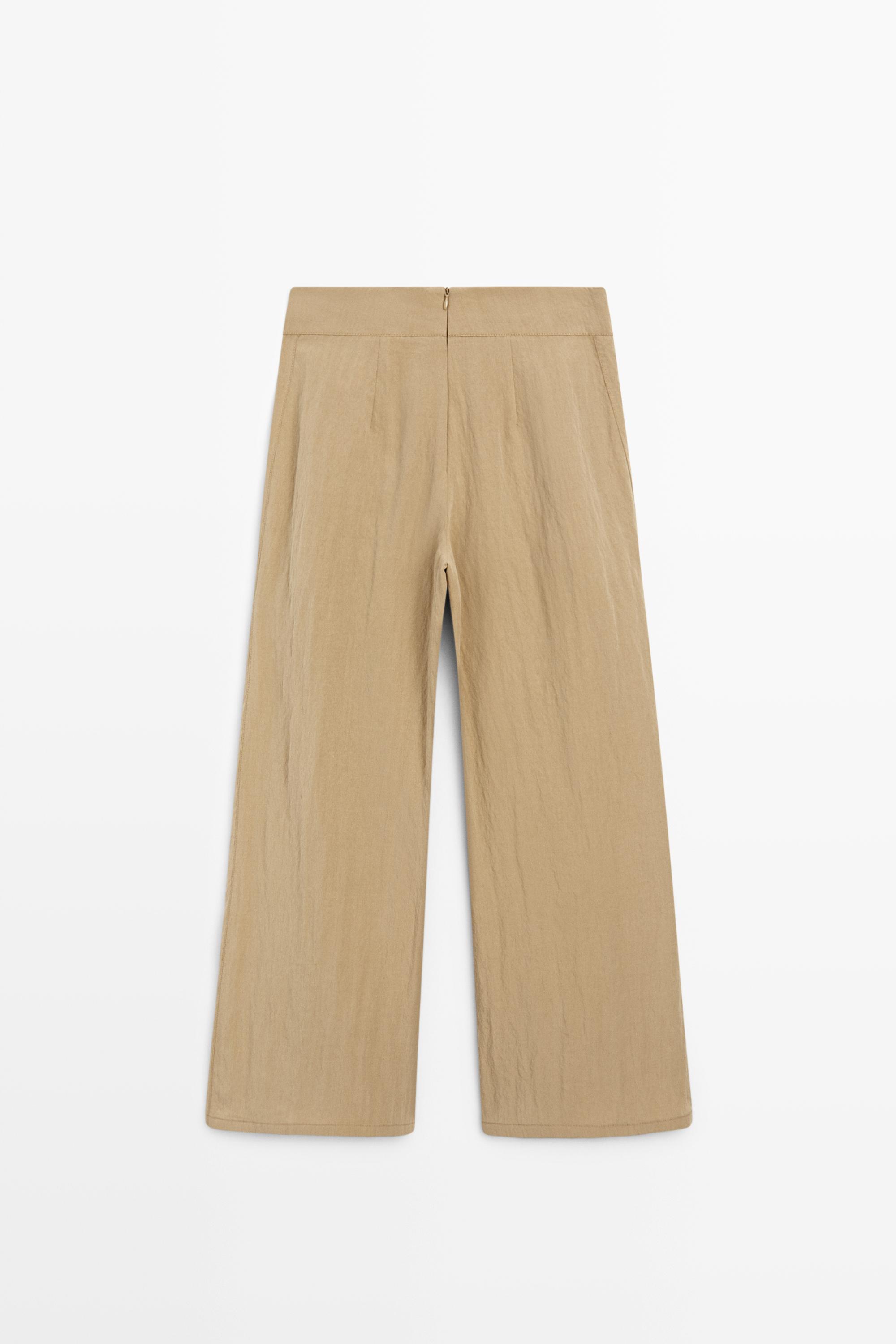 Palazzo trousers with box pleats — CAMEL