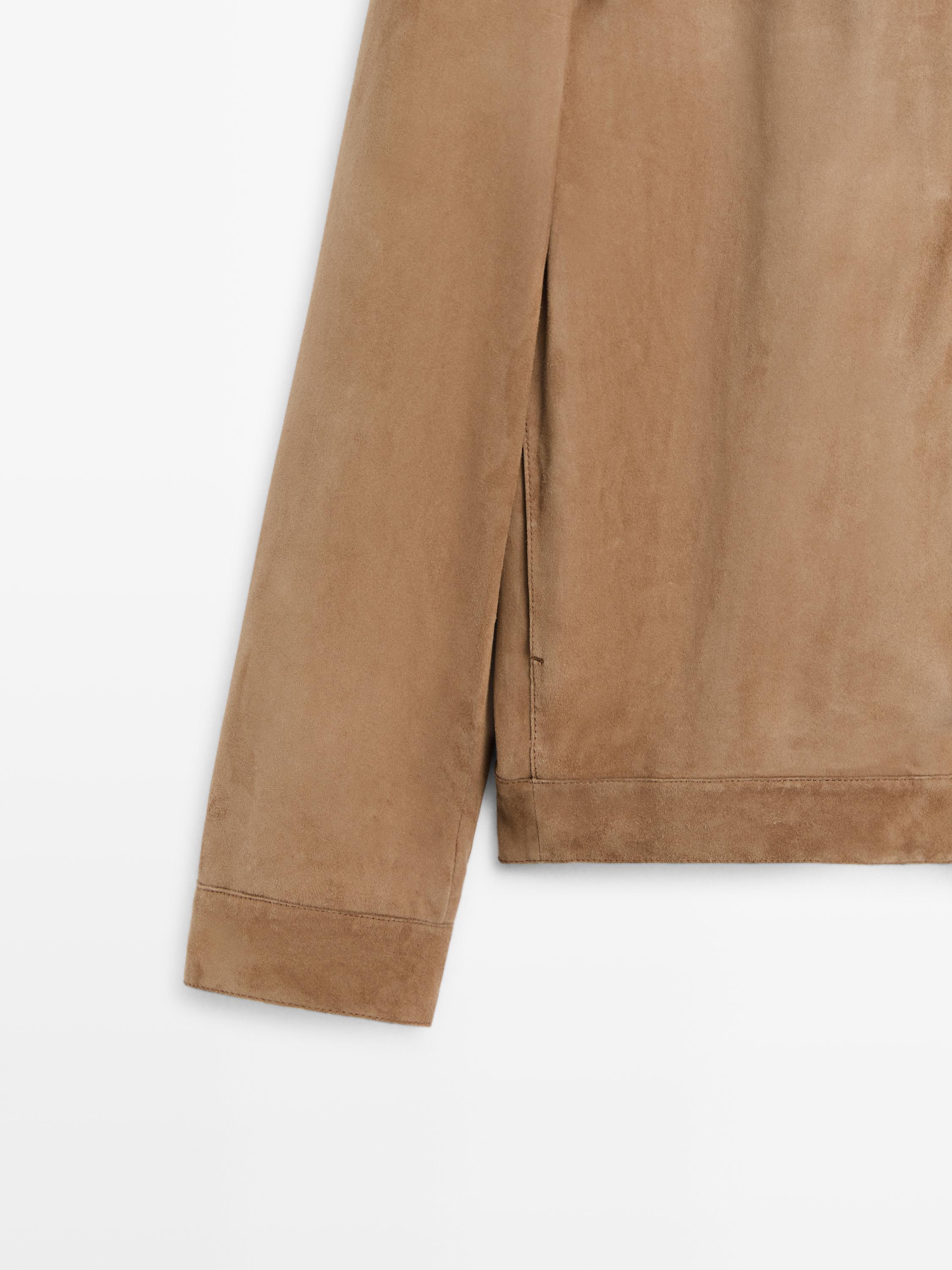Suede leather jacket with pocket detail — MINK