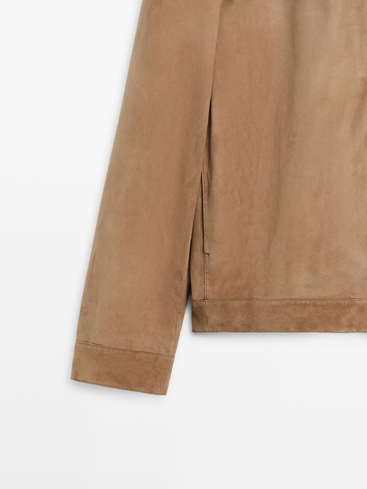 Suede leather jacket with pocket detail — MINK