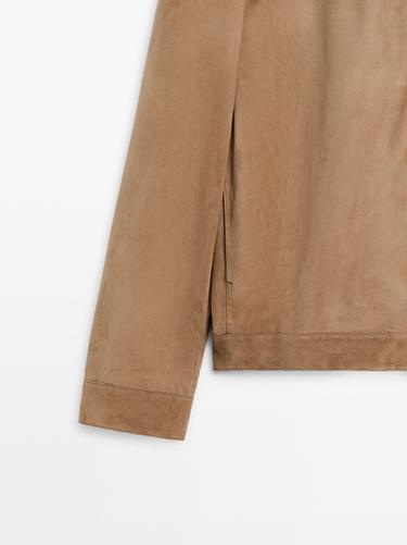 Suede leather jacket with pocket detail — MINK 7