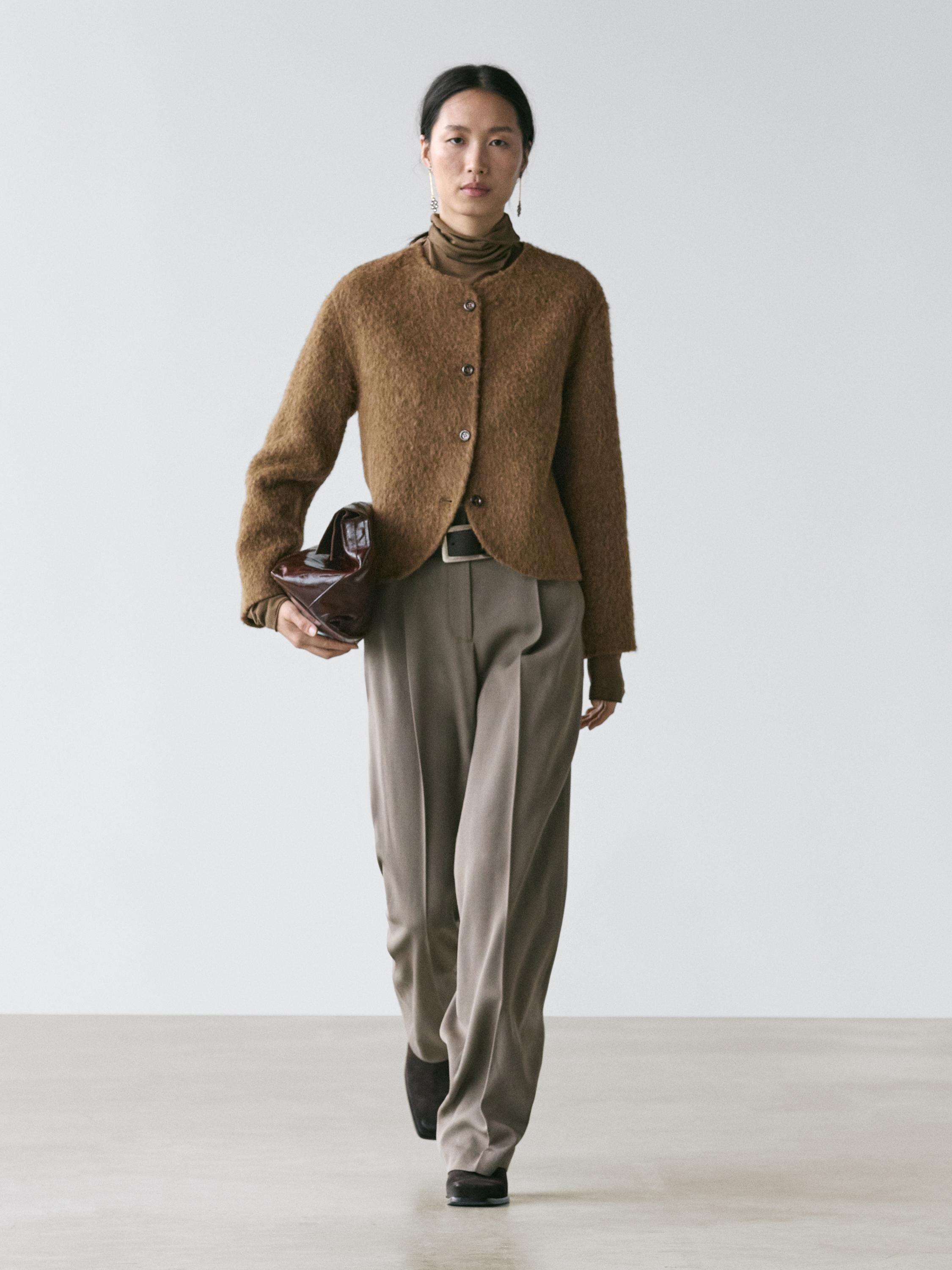 كارديغان من صوف الألبكة بمظهر ناعم