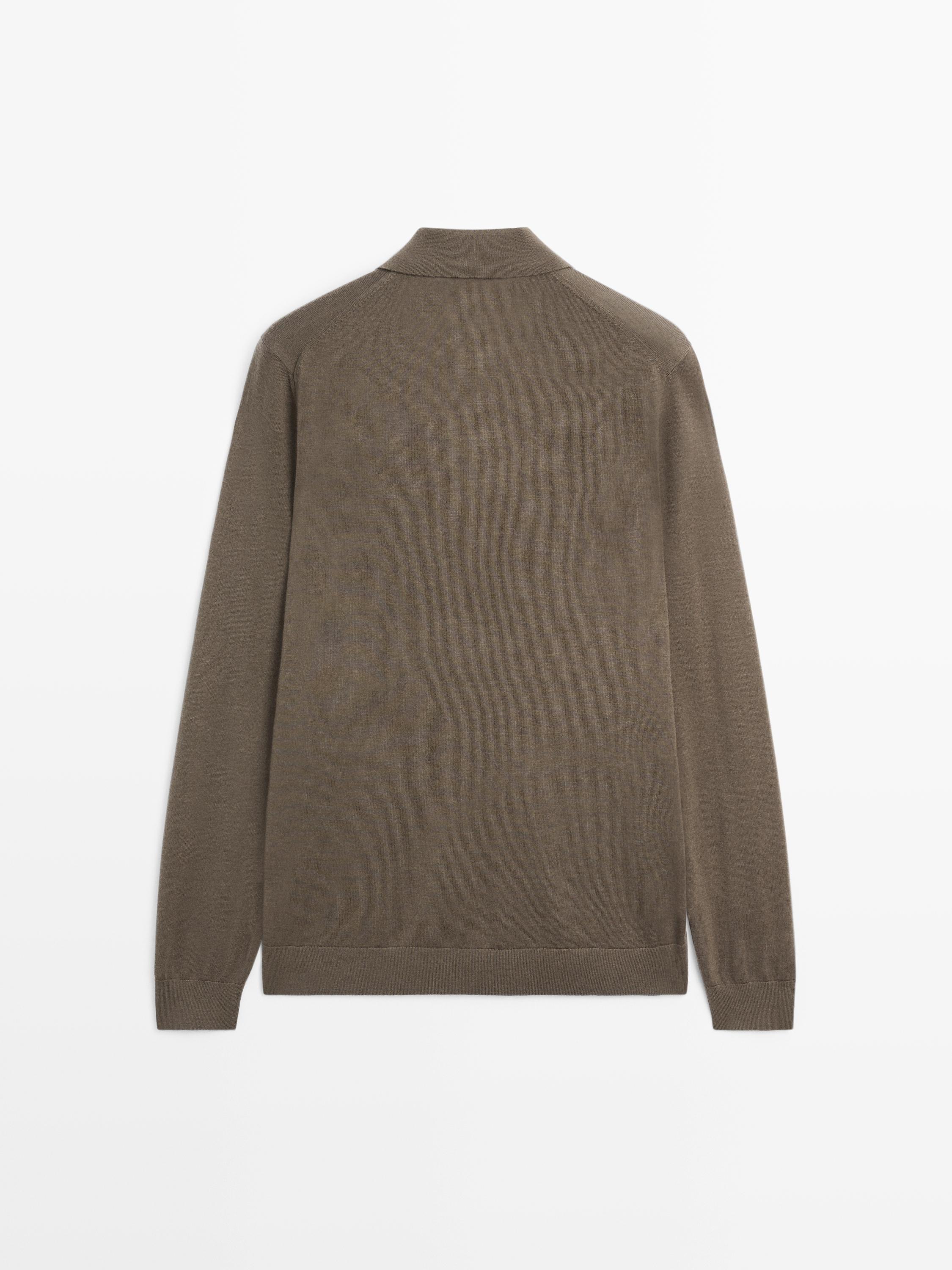 100% merino wool knit polo jumper