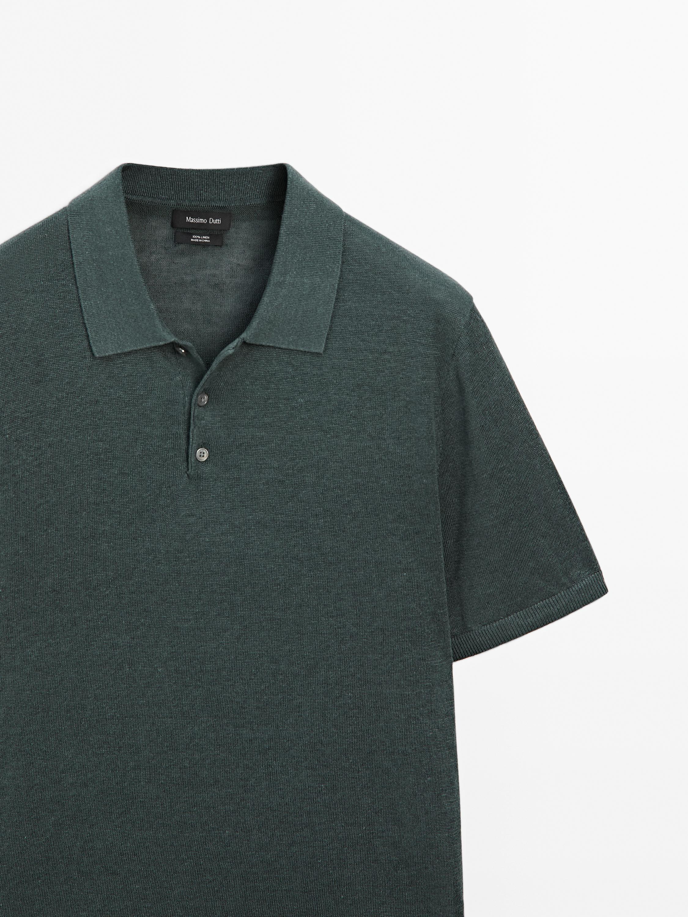 100% linen knit polo shirt