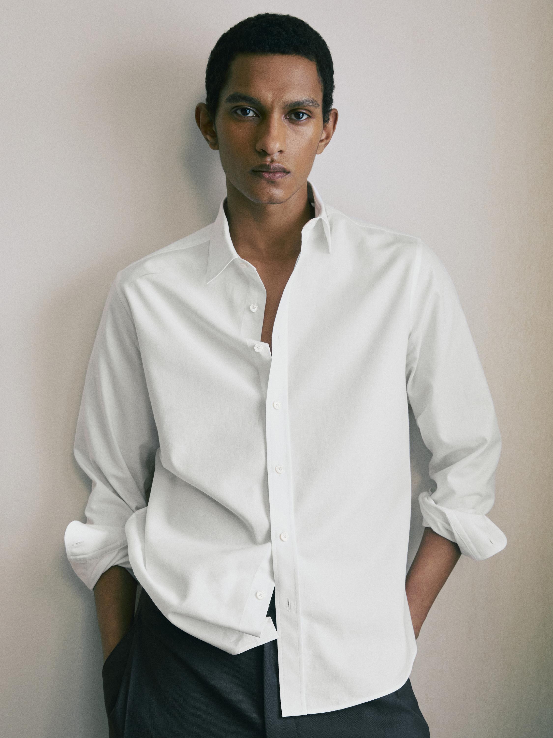 Slim fit 100% cotton shirt — WHITE