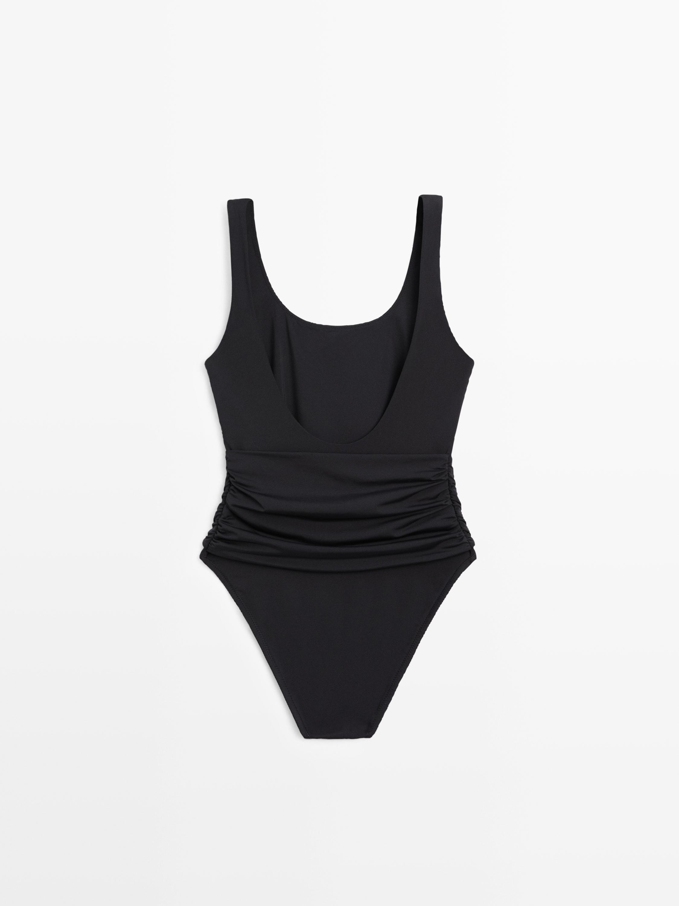 Swimsuit with rhinestone detail — BLACK