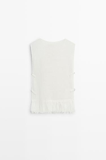 Fringe detail knit top - STUDIO — WHITE 6