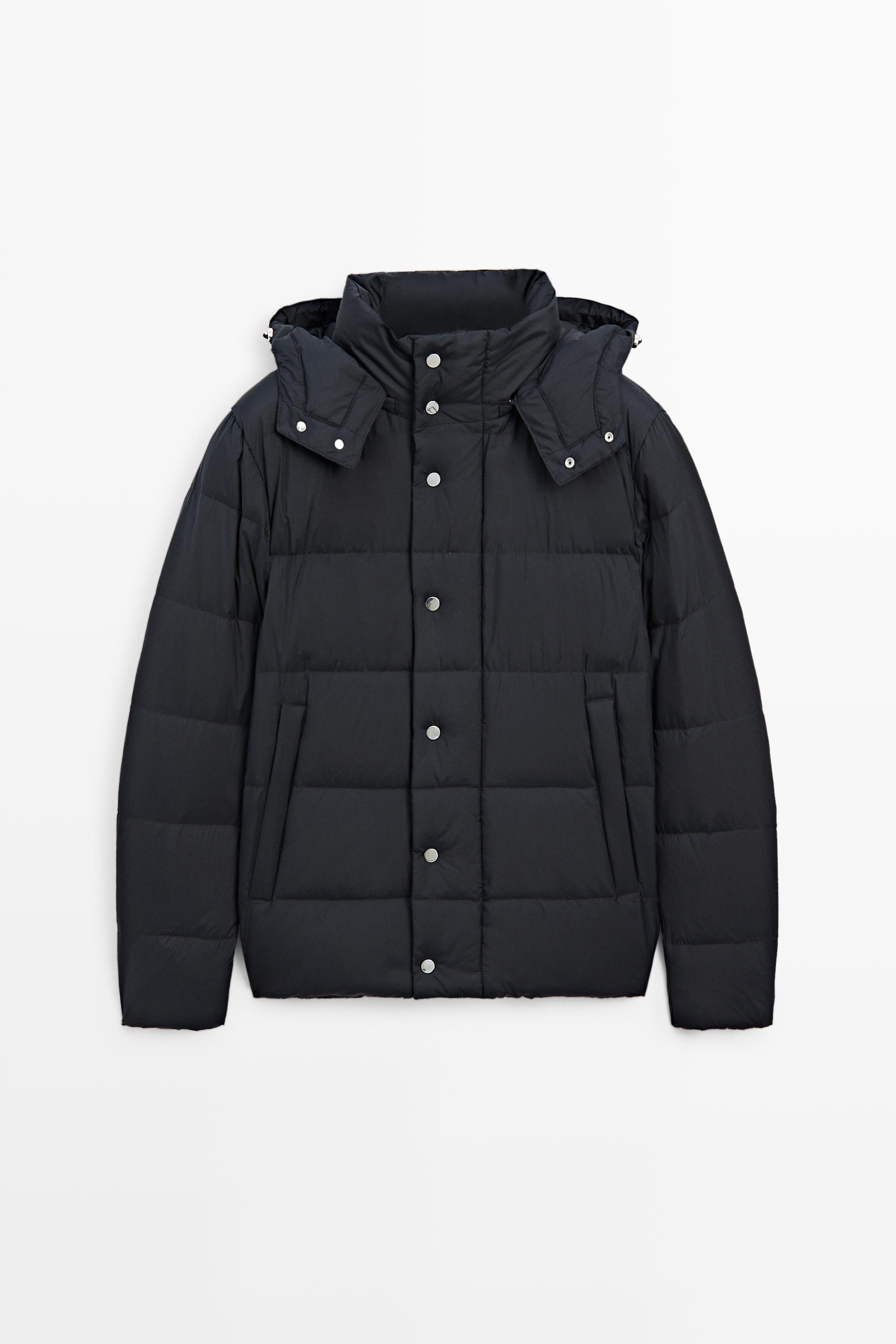 Krypton Element Object 후드 디테일 다운 패딩 재킷 · 다크 블루, 비젼 | Massimo Dutti