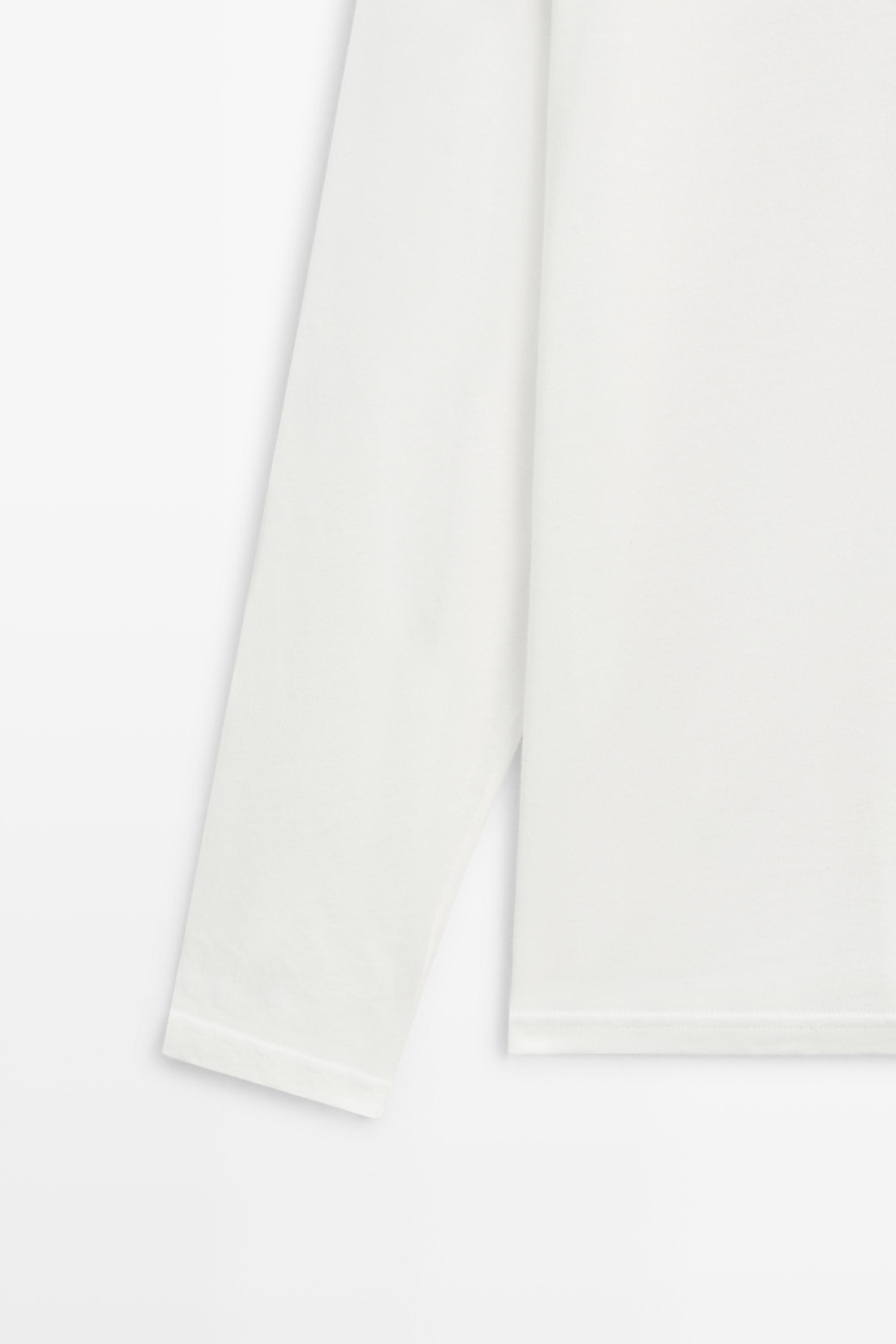 100% cotton long sleeve T-shirt — WHITE