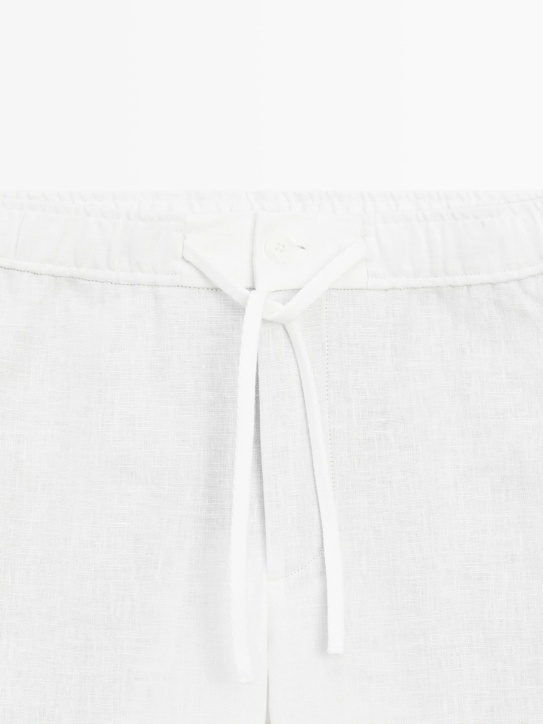 Linen jogger fit pants — WHITE