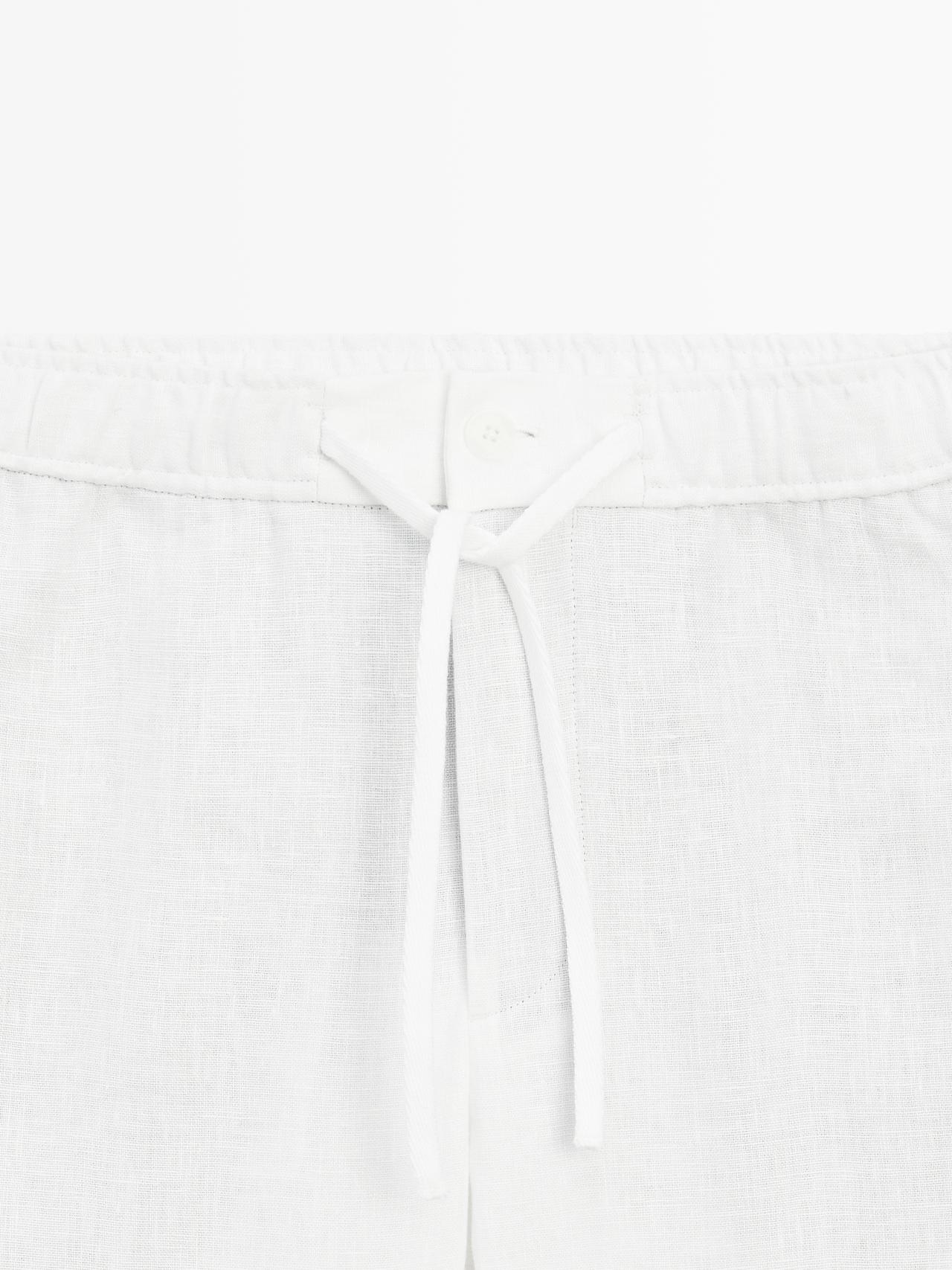 Linen jogger fit pants — WHITE