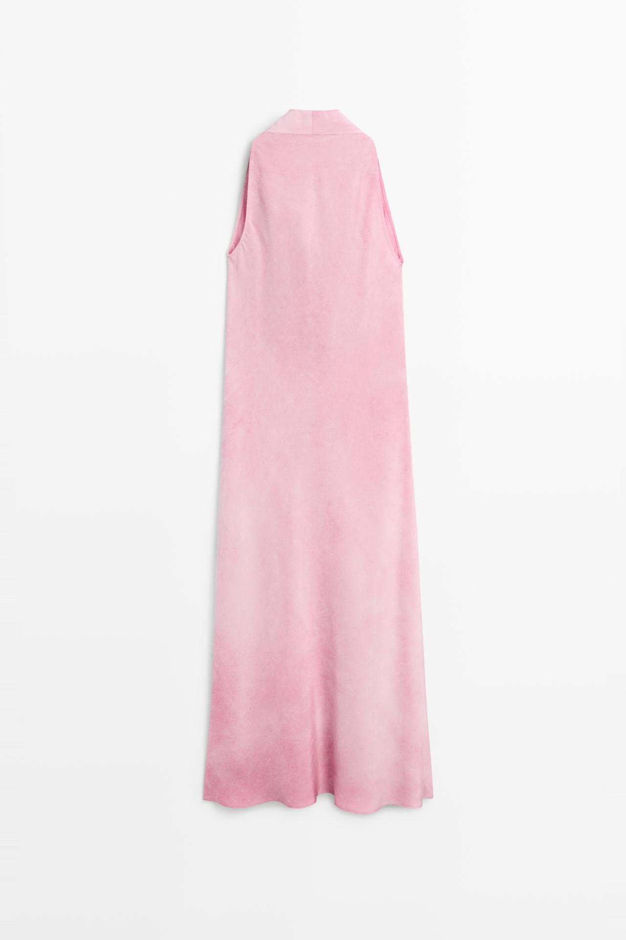 Draped flowing midi dress — Pastel pink