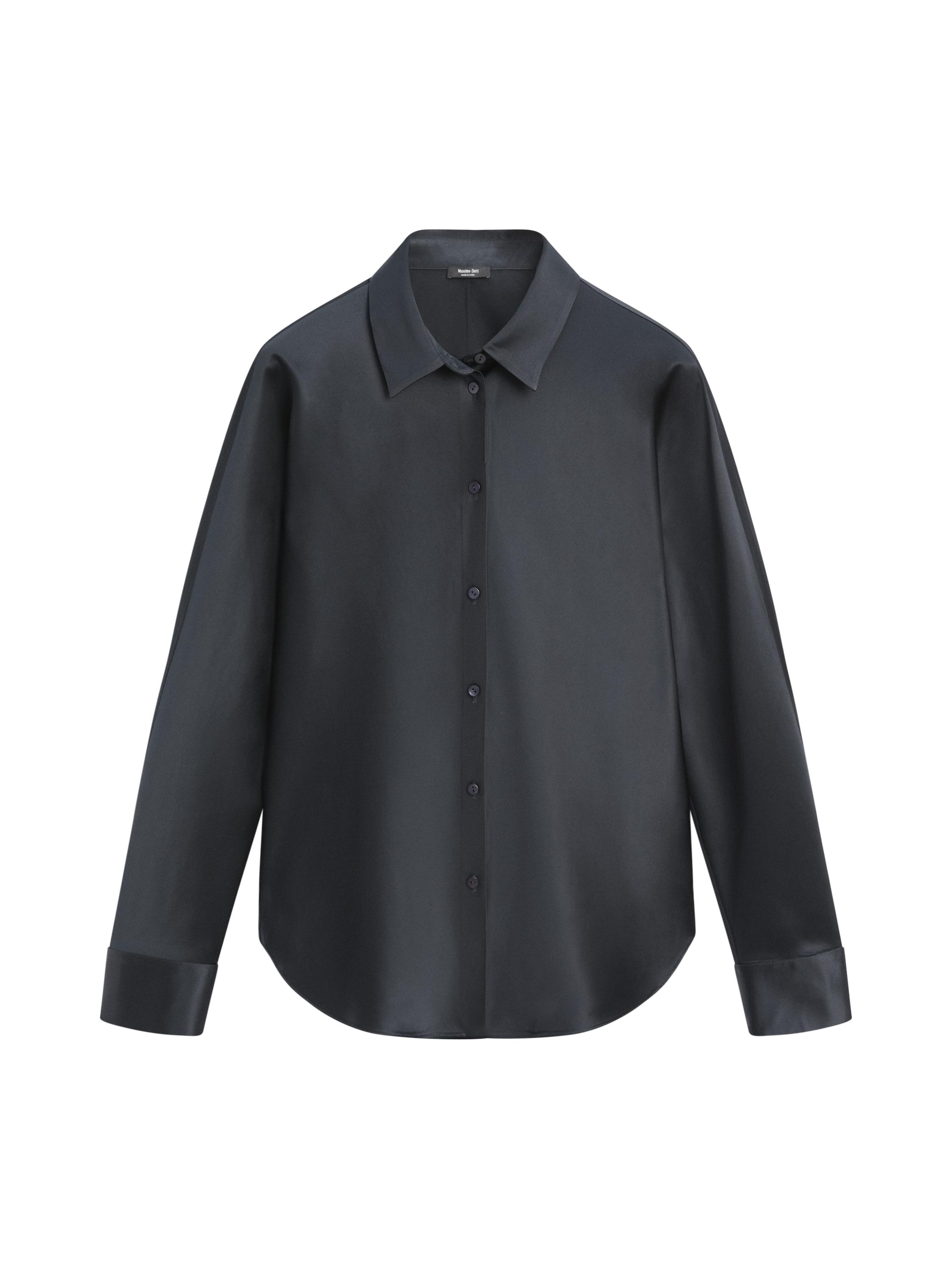 Flowing satin shirt  Dark Blue  Shirts | Massimo Dutti