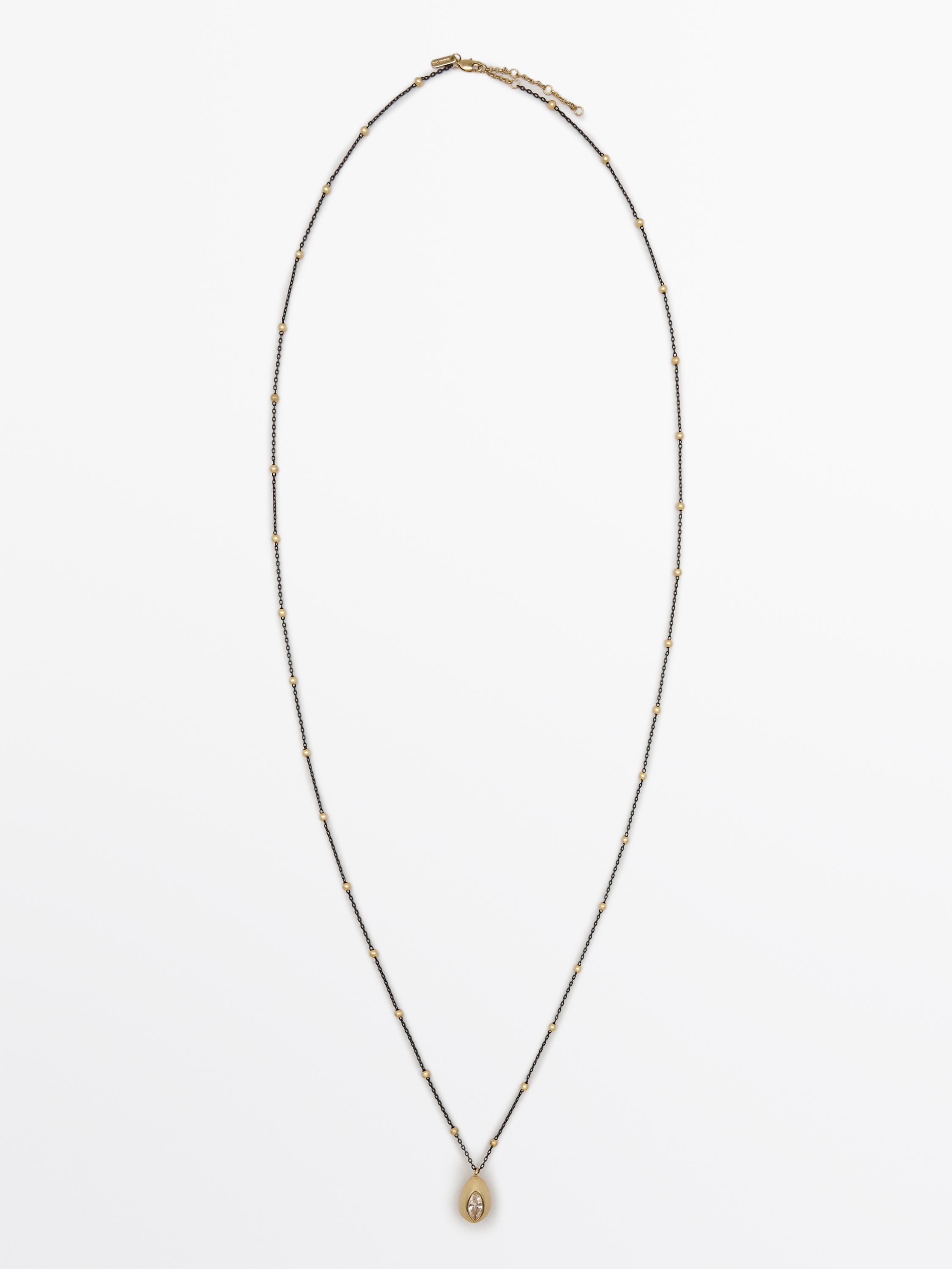 Necklace with rhinestone teardrop pendant