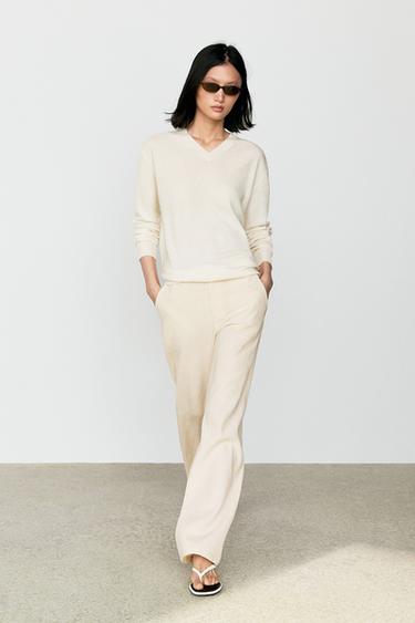 100% cashmere knit sweater — CREAM 1