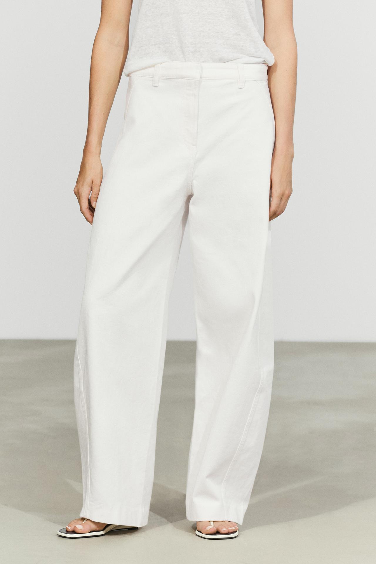 100% cotton barrel fit pants — Off white