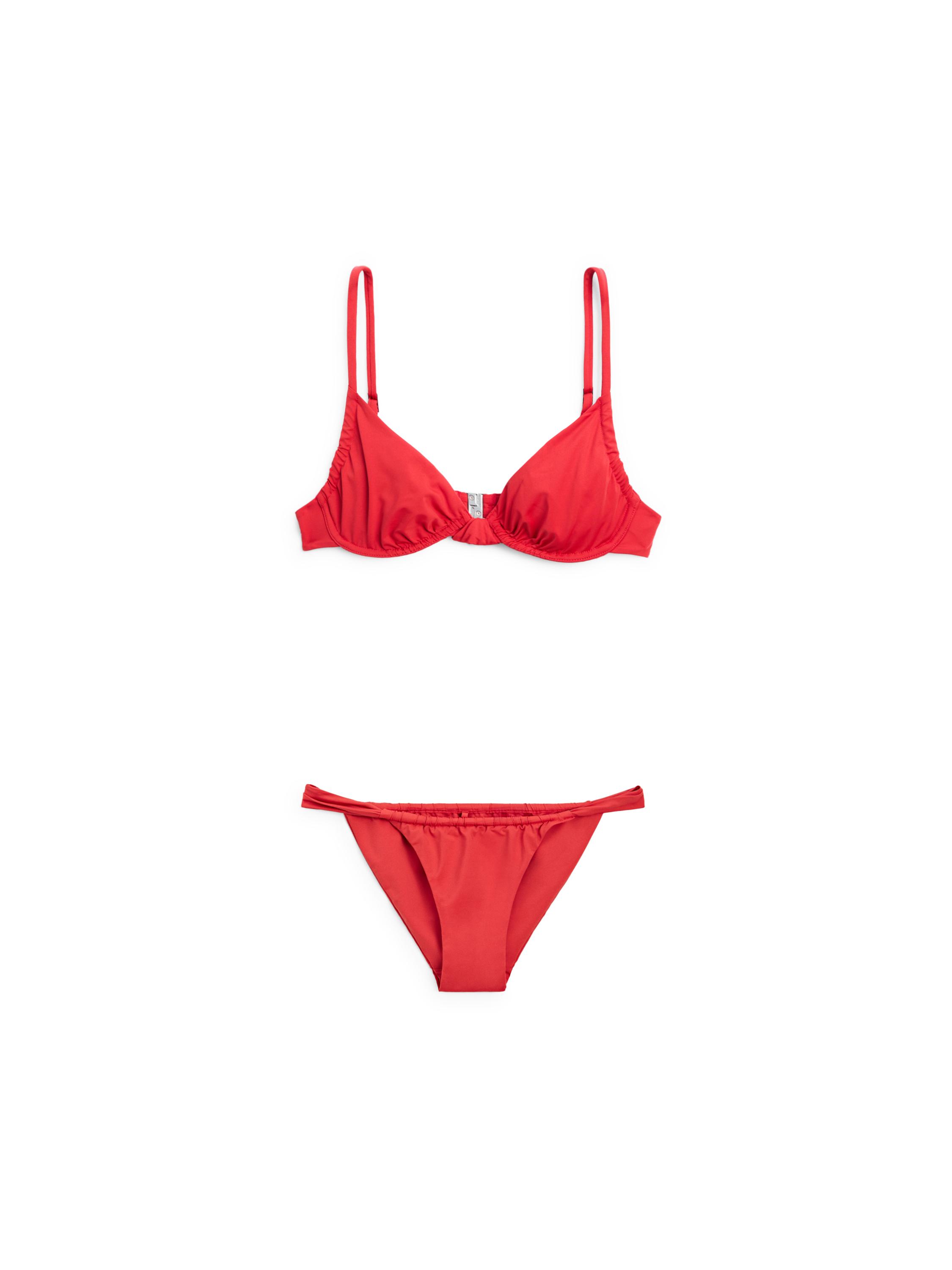 Gathered bikini top with underwire — BRIGHT RED
