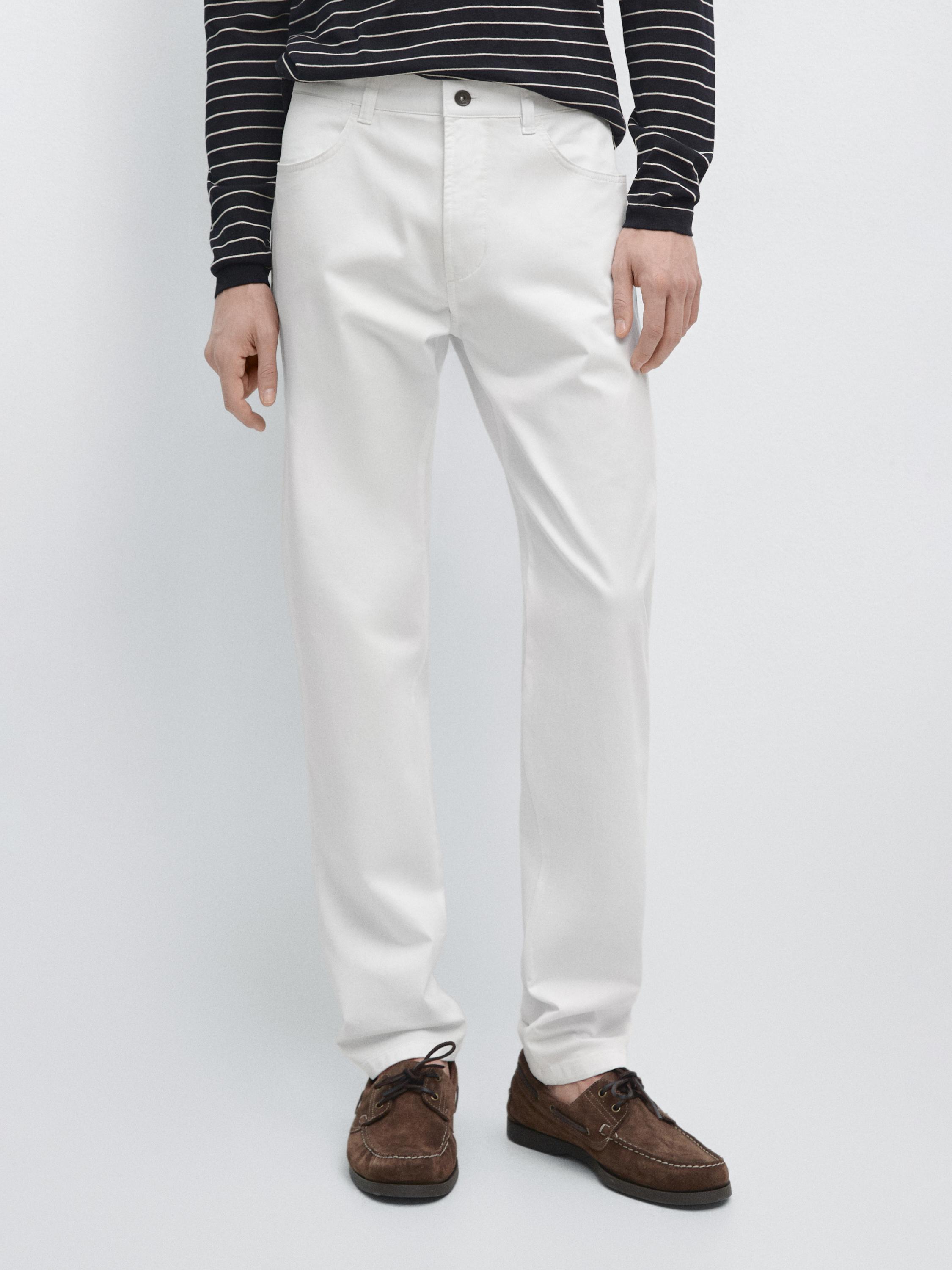 Зауженные брюки с отделкой под деним