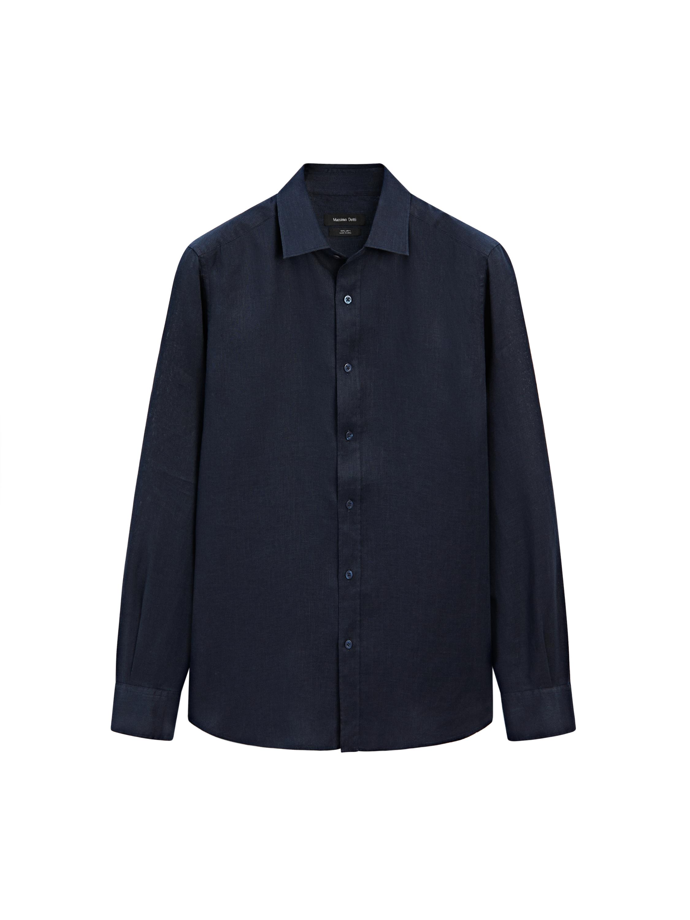 100% linen slim fit shirt · Navy Blue, White, Sky Blue, Pale