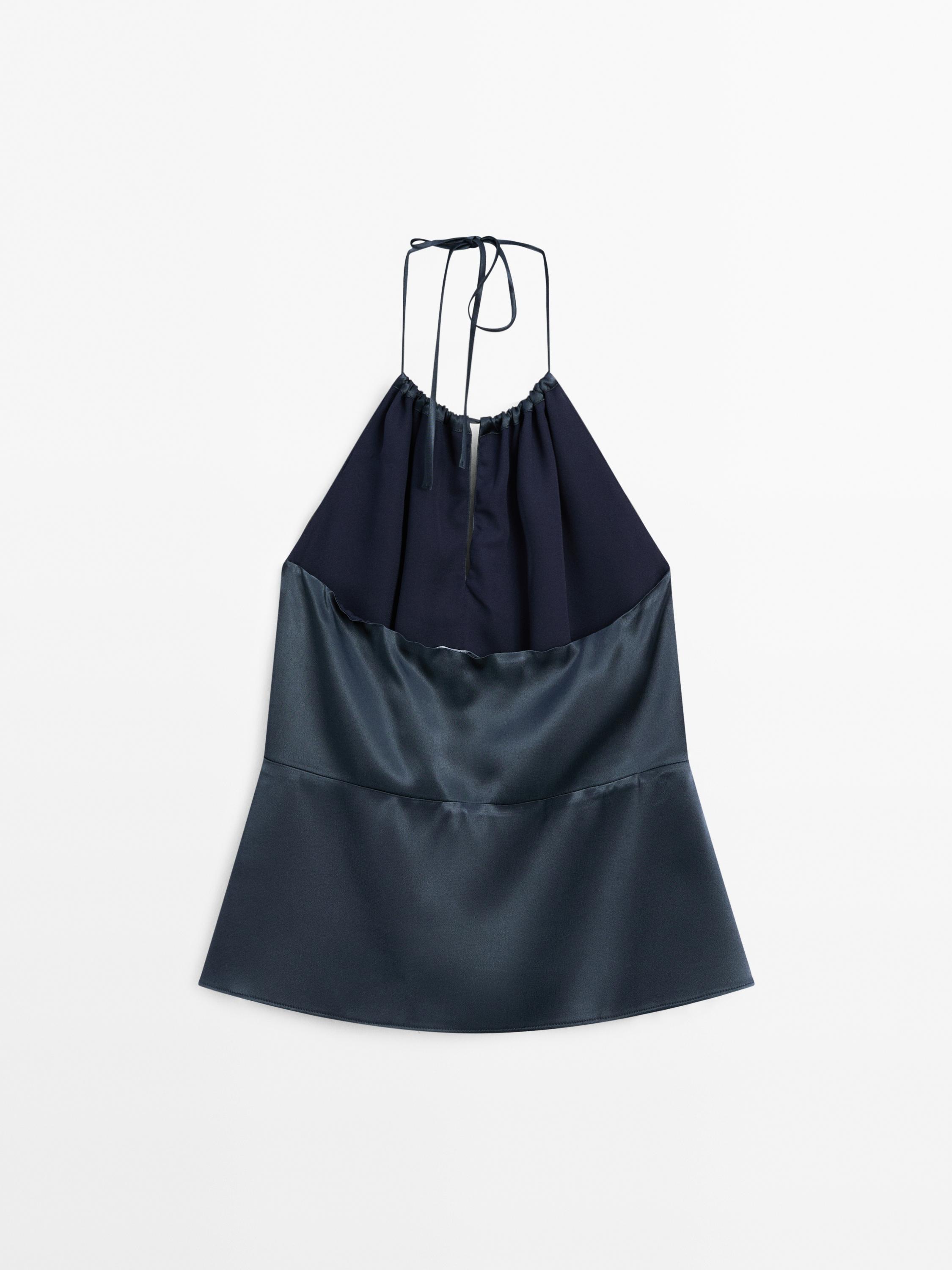 Flowing satin halter top