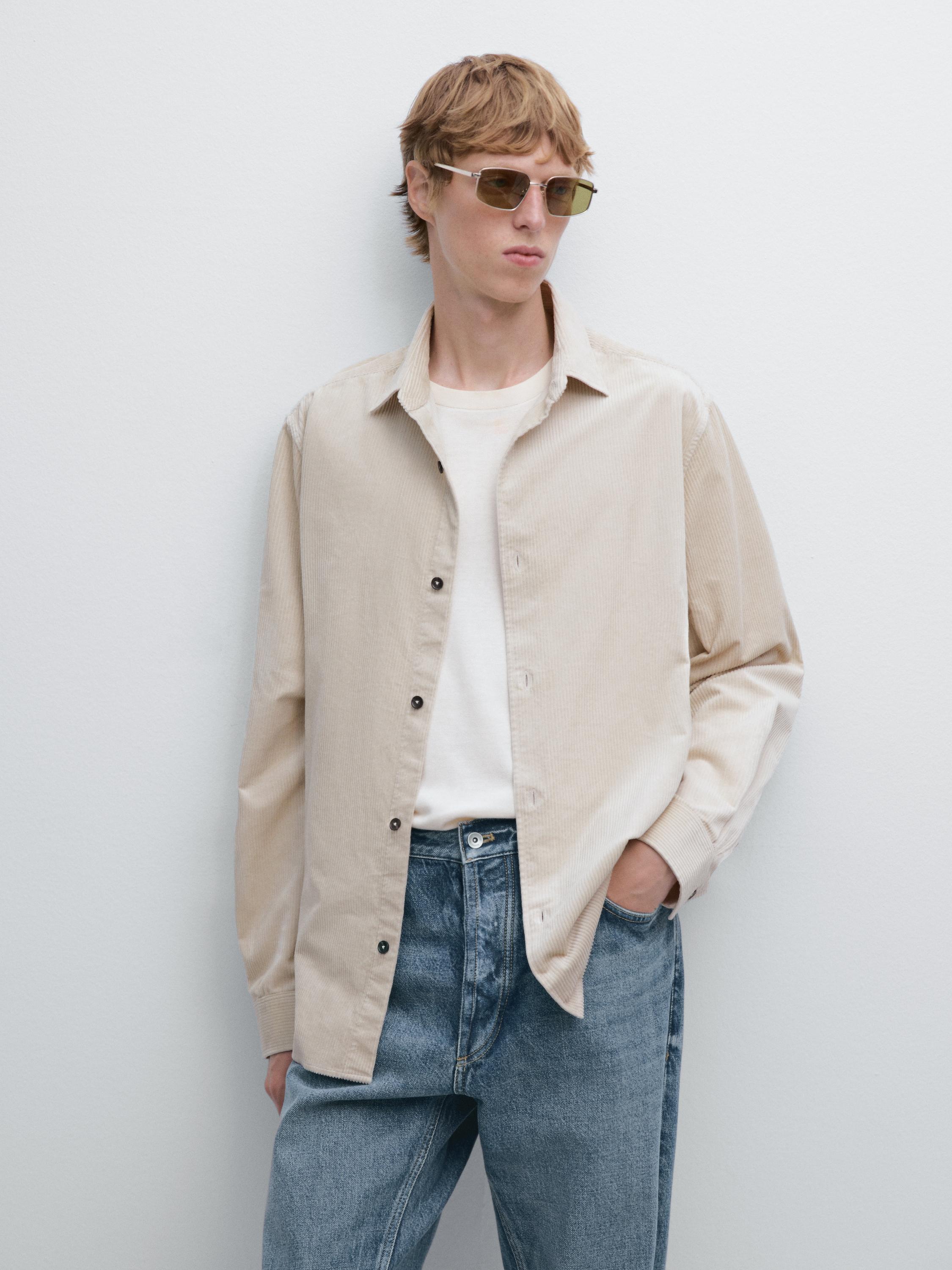 Surchemise regular en velours côtelé