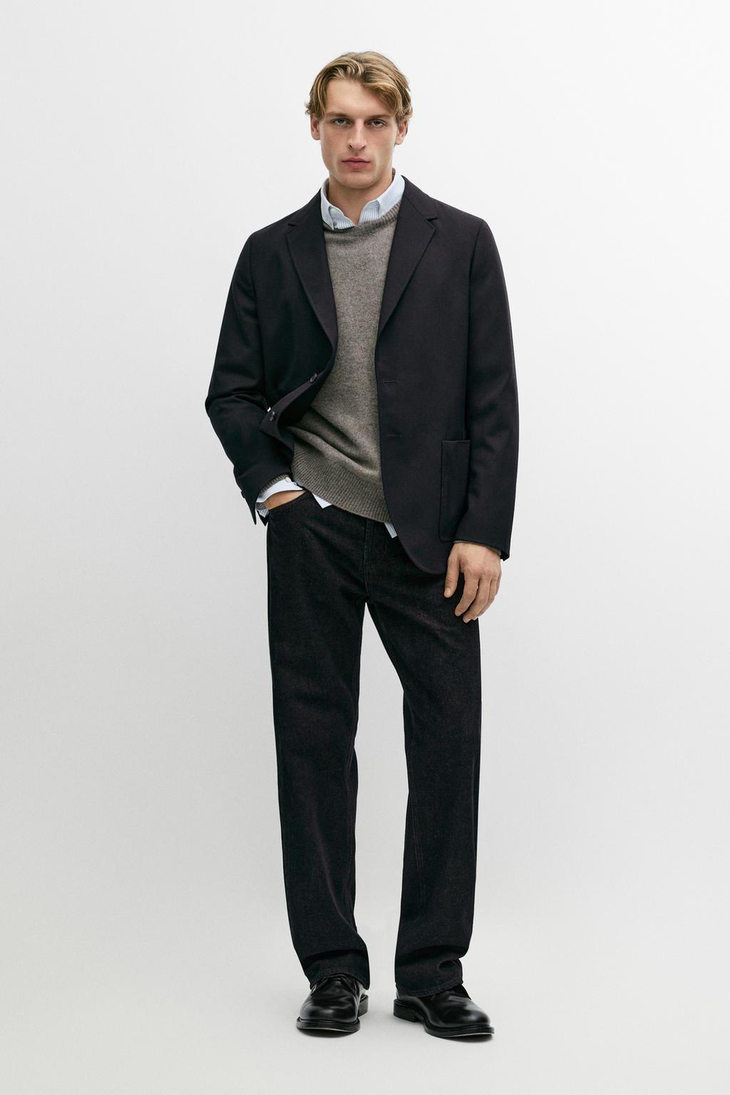 Massimo Dutti Teksturalı soyuq yun blazer