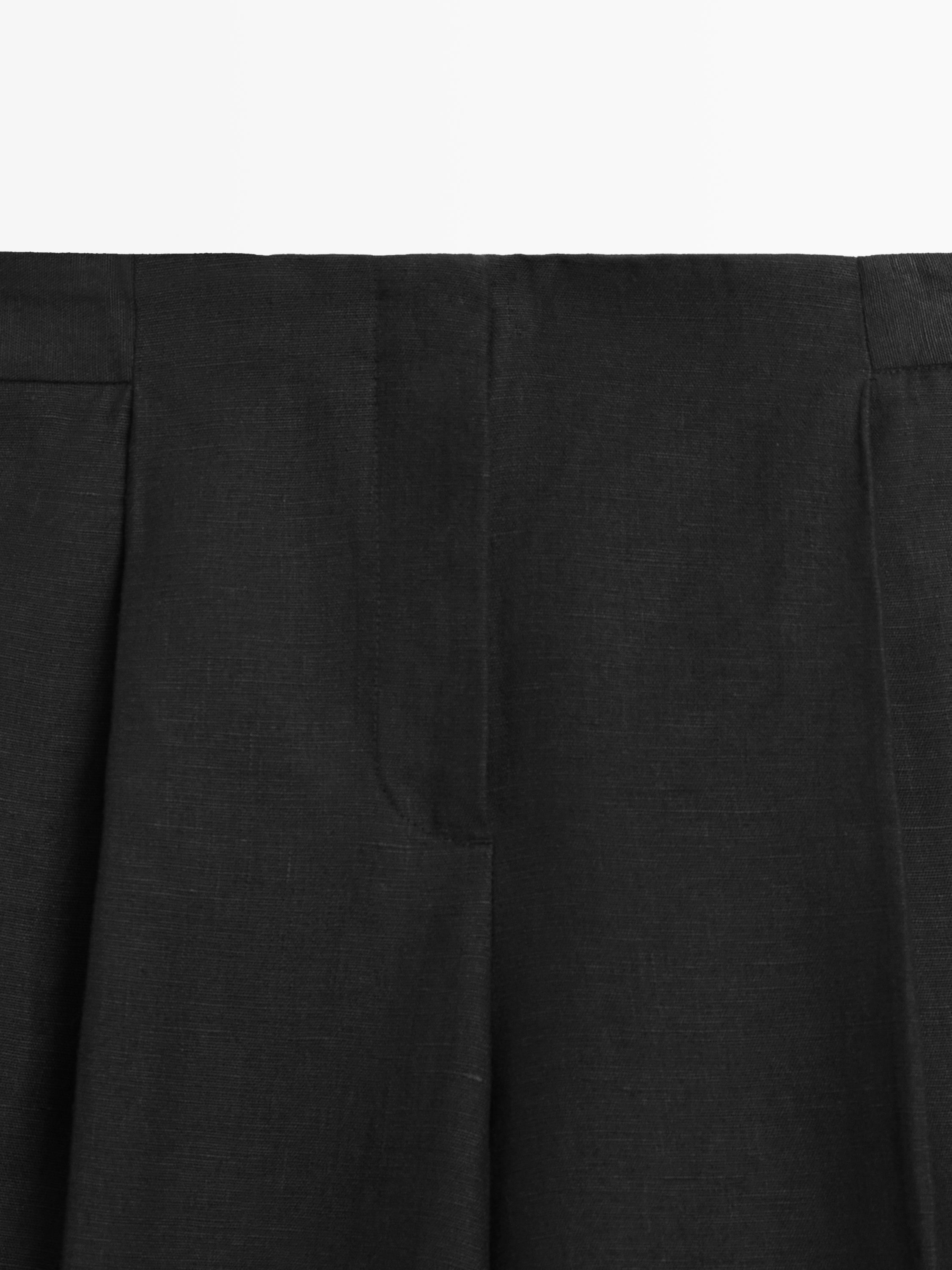 Flowing linen suit trousers — BLACK