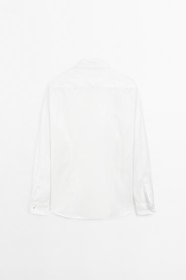 Slim fit cotton shirt with double cuffs — WHITE 6
