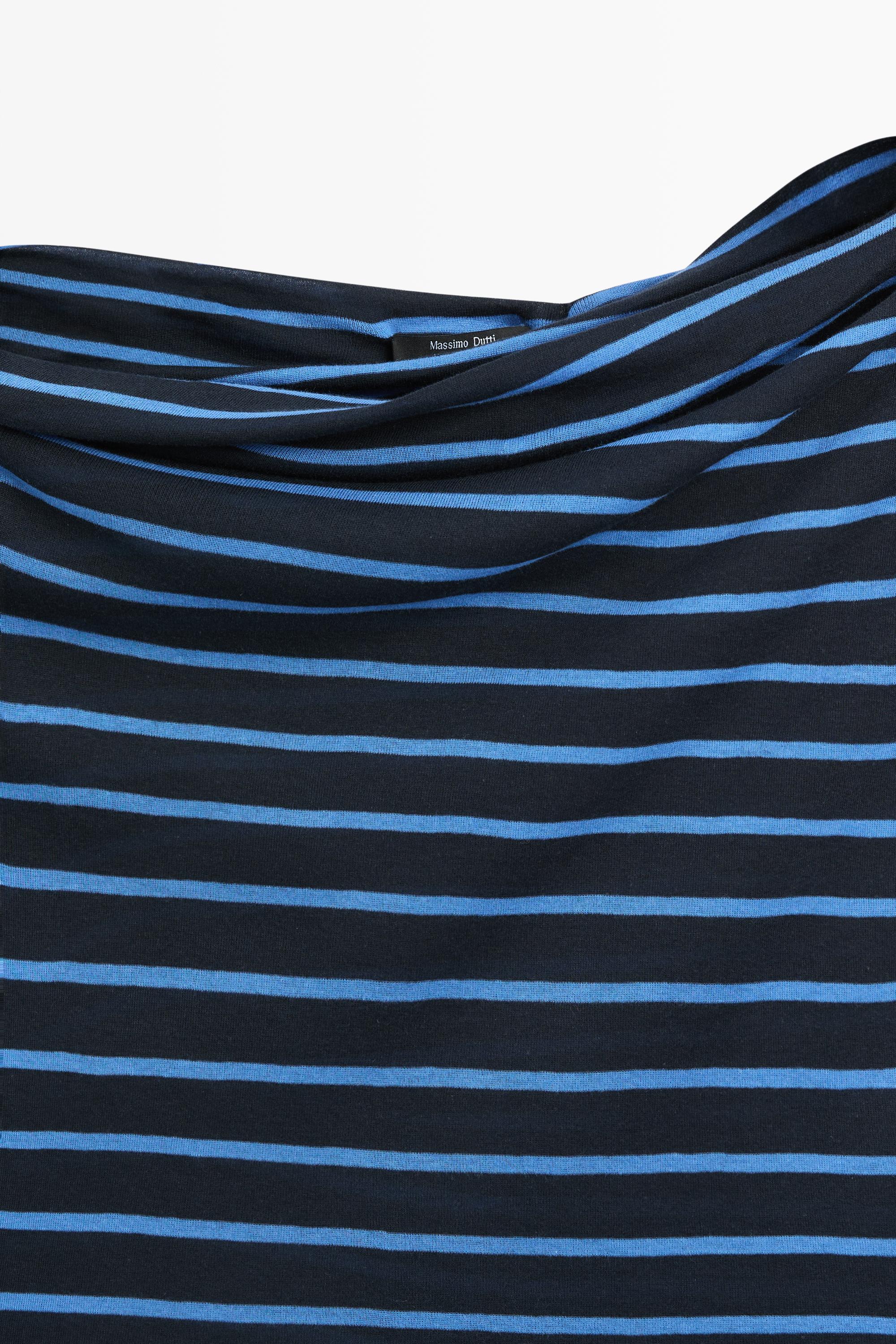 Top drapé à rayures en coton