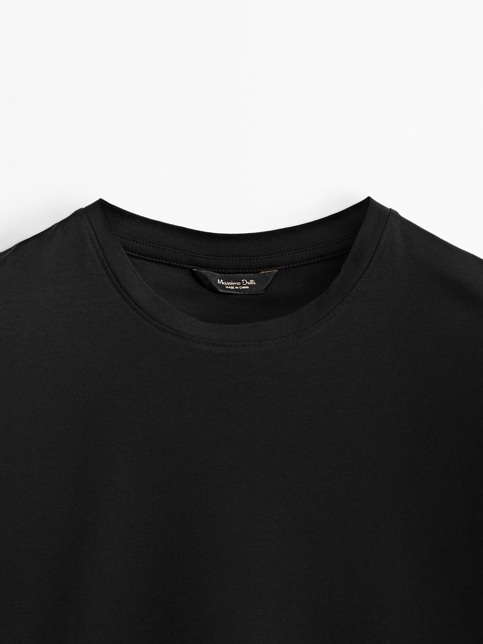 100% mercerised cotton T-shirt — BLACK