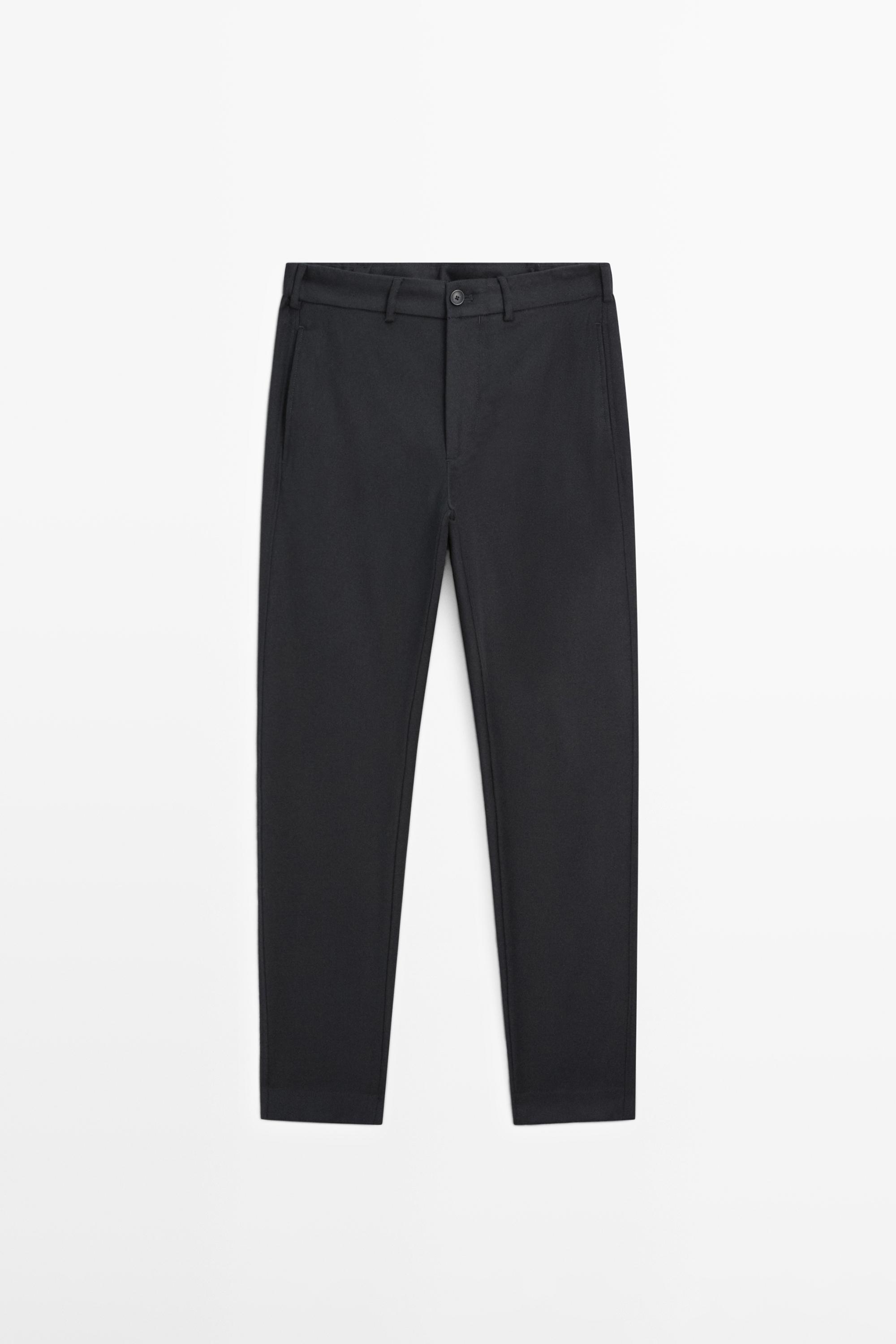 Wool flannel trousers with elasticated side detail