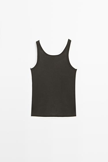 Double-layer strappy top with jewel detail — BROWN 6