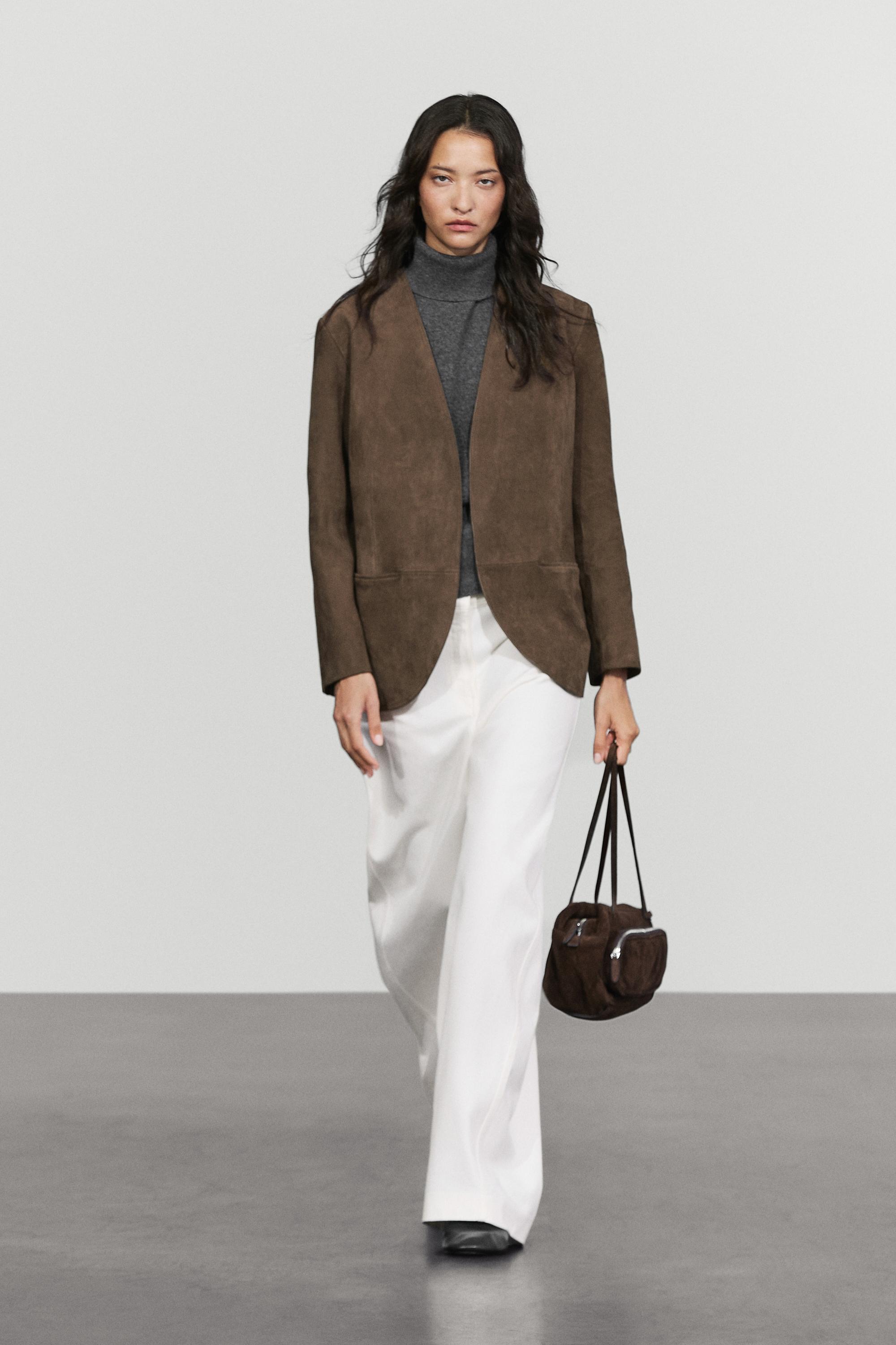 Suede leather blazer