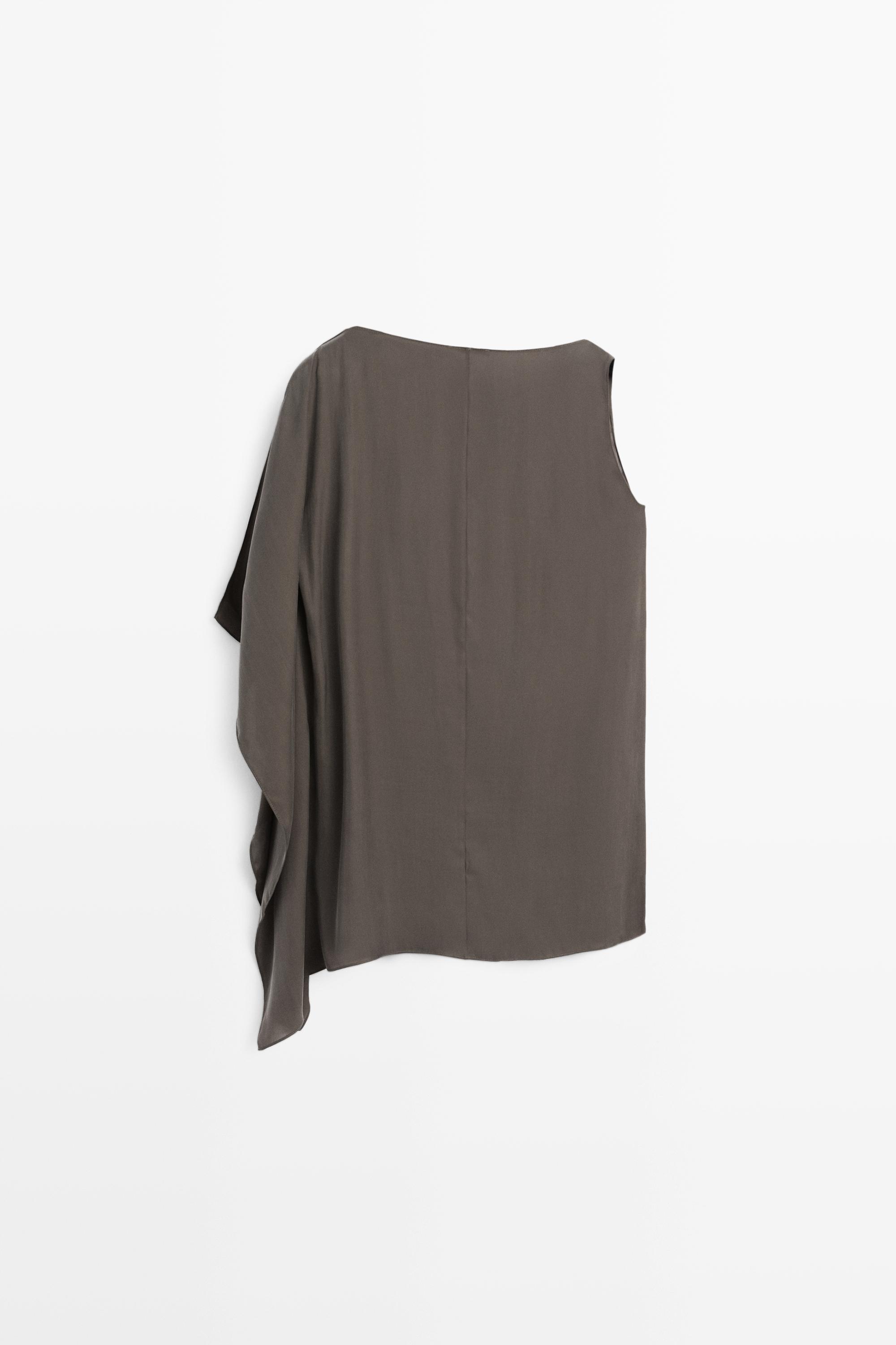 Asymmetric flowing cape top — MOLE BROWN