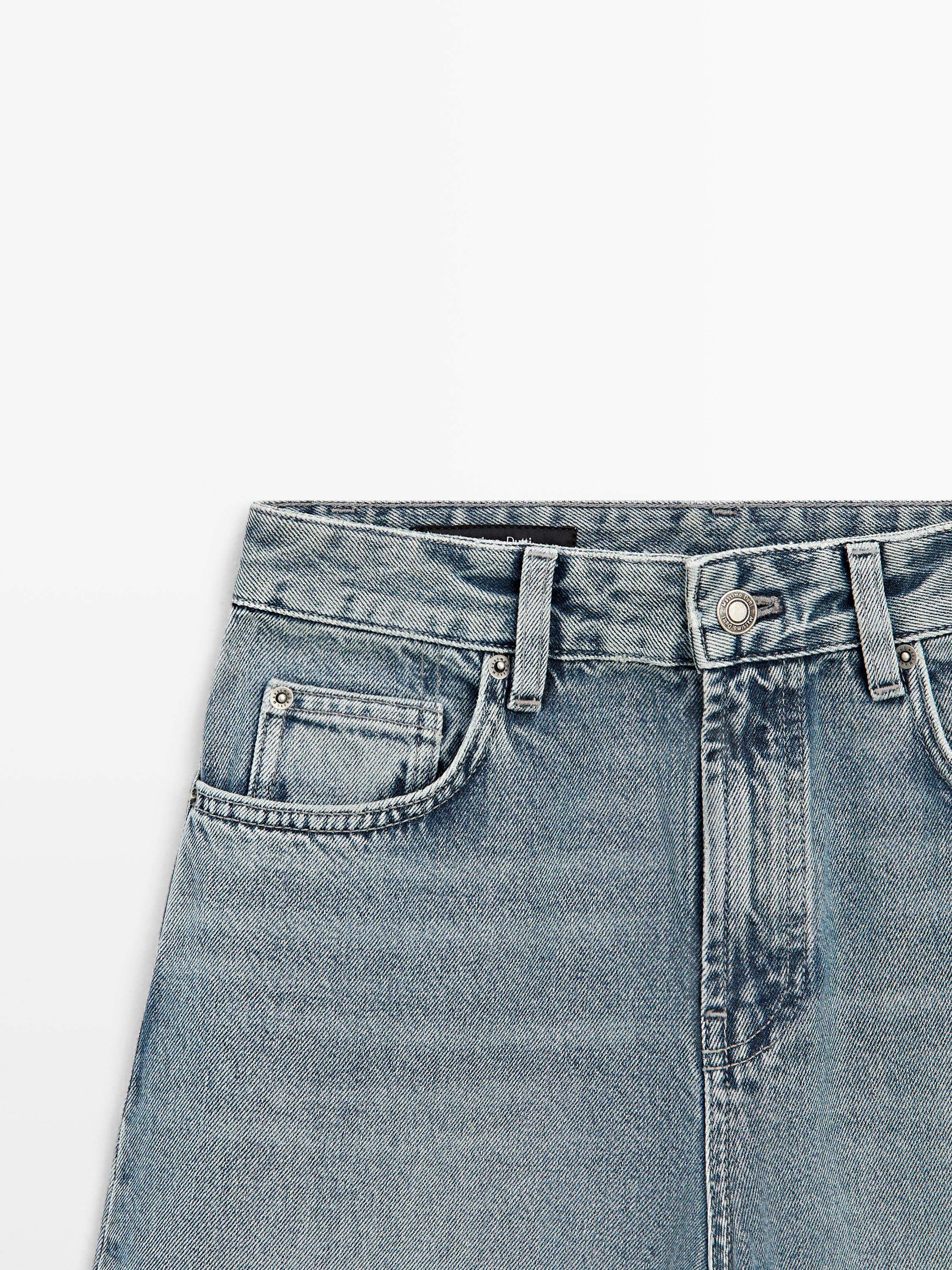 High-waist barrel fit jeans — Light Blue