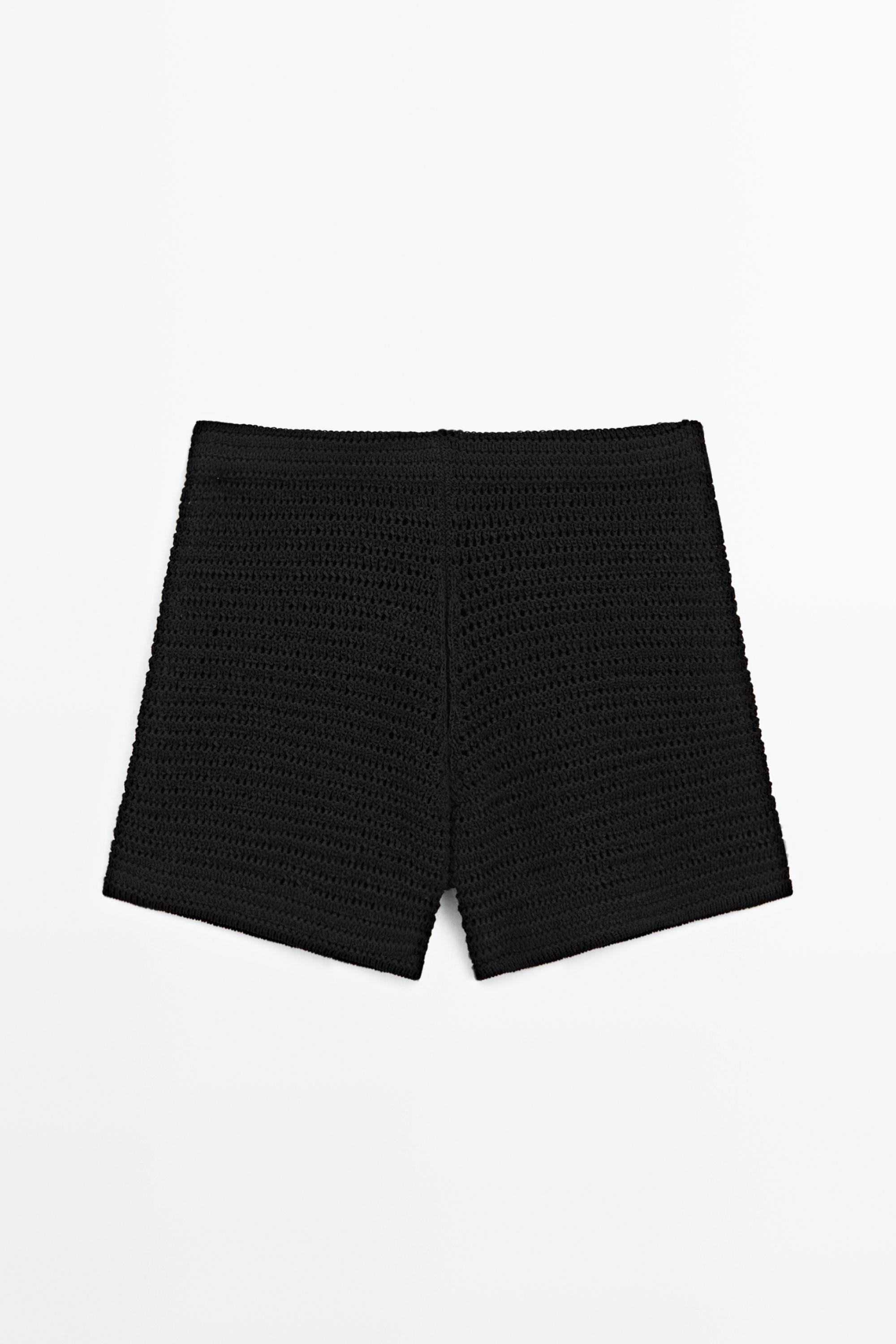 Short cotton blend knit Bermuda shorts — BLACK