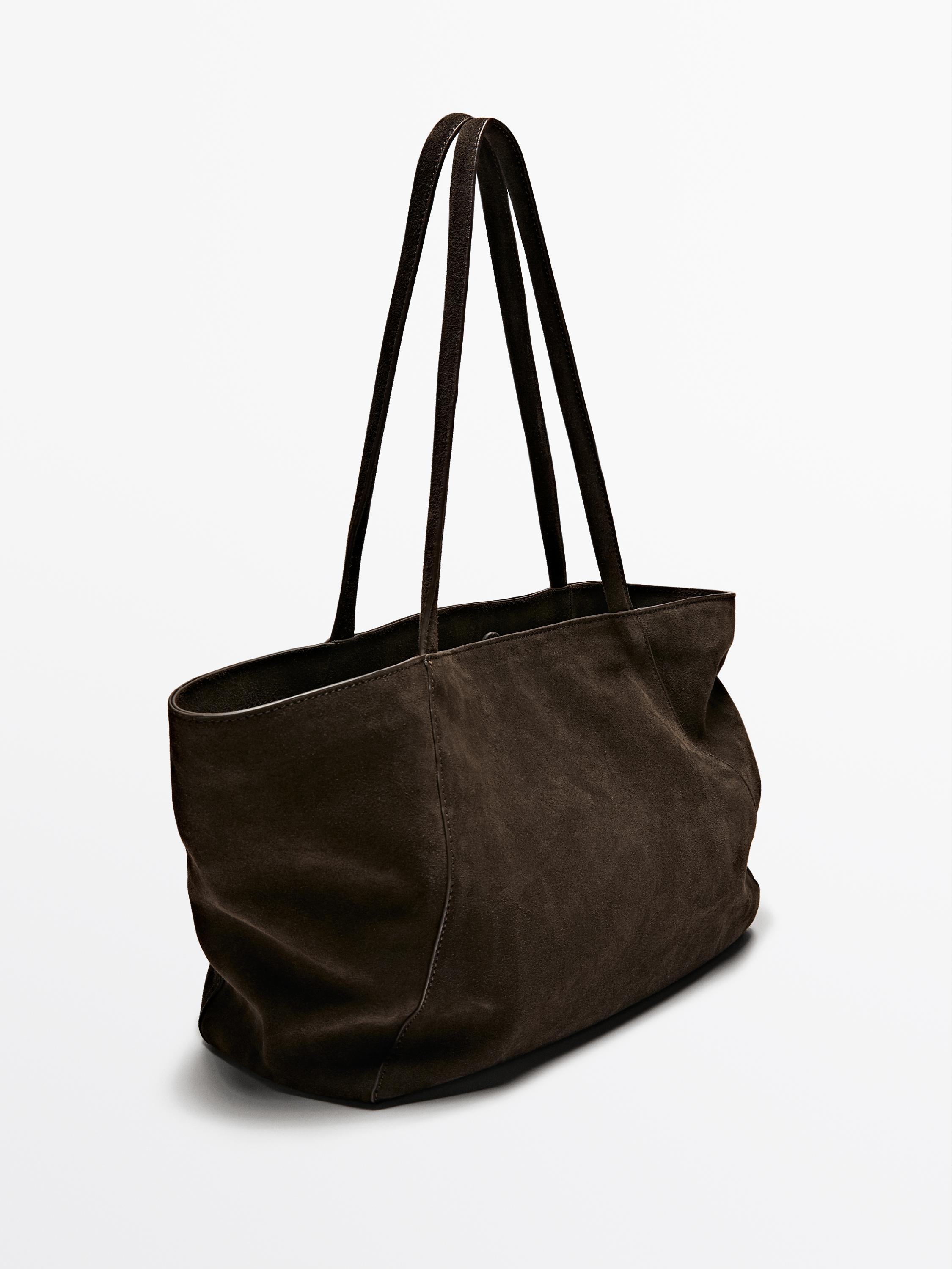 Half icon split suede bag