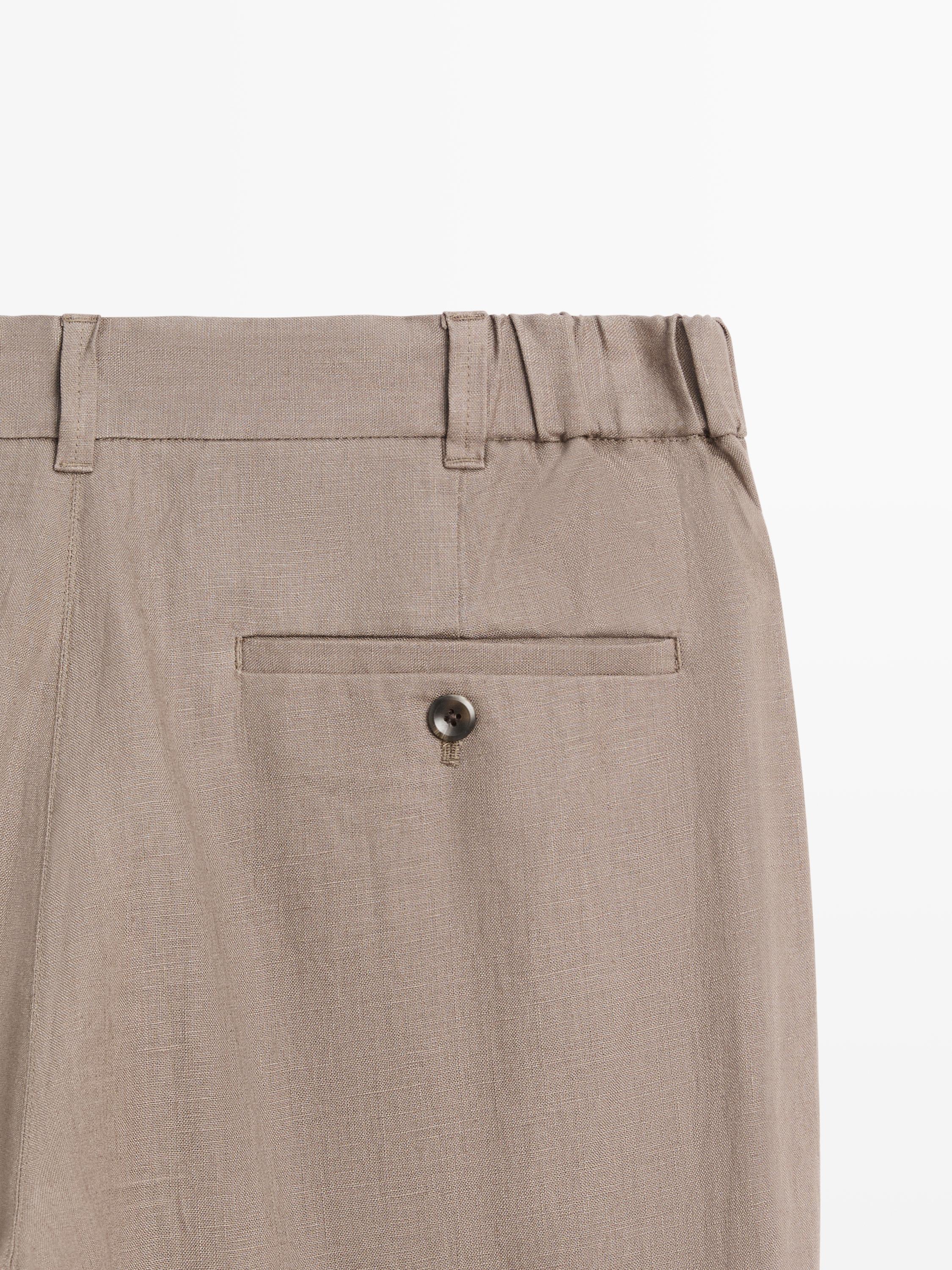 Tapered fit linen pants — MINK