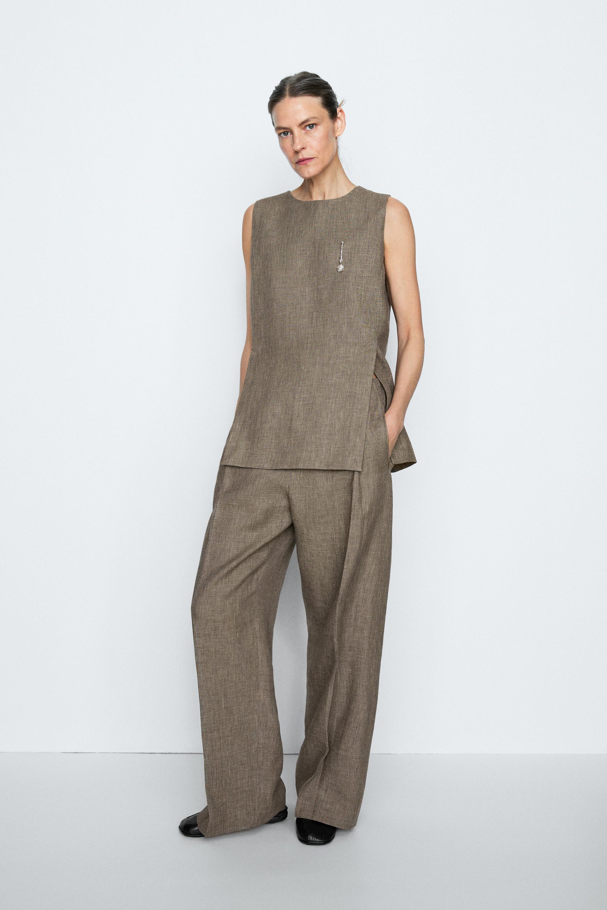 STUDIO textured top with cut-out details — GREENISH