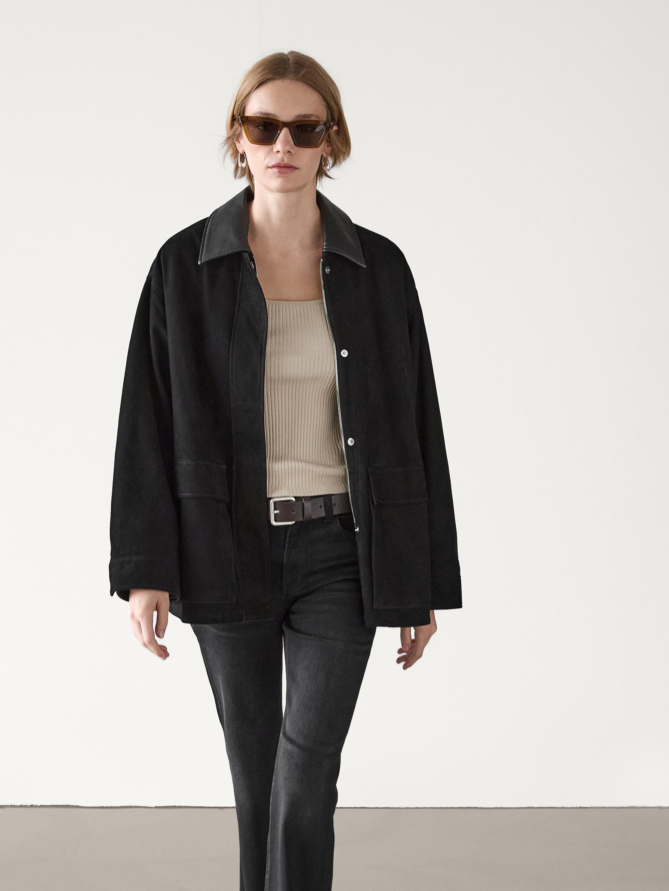 Suede cape-style jacket