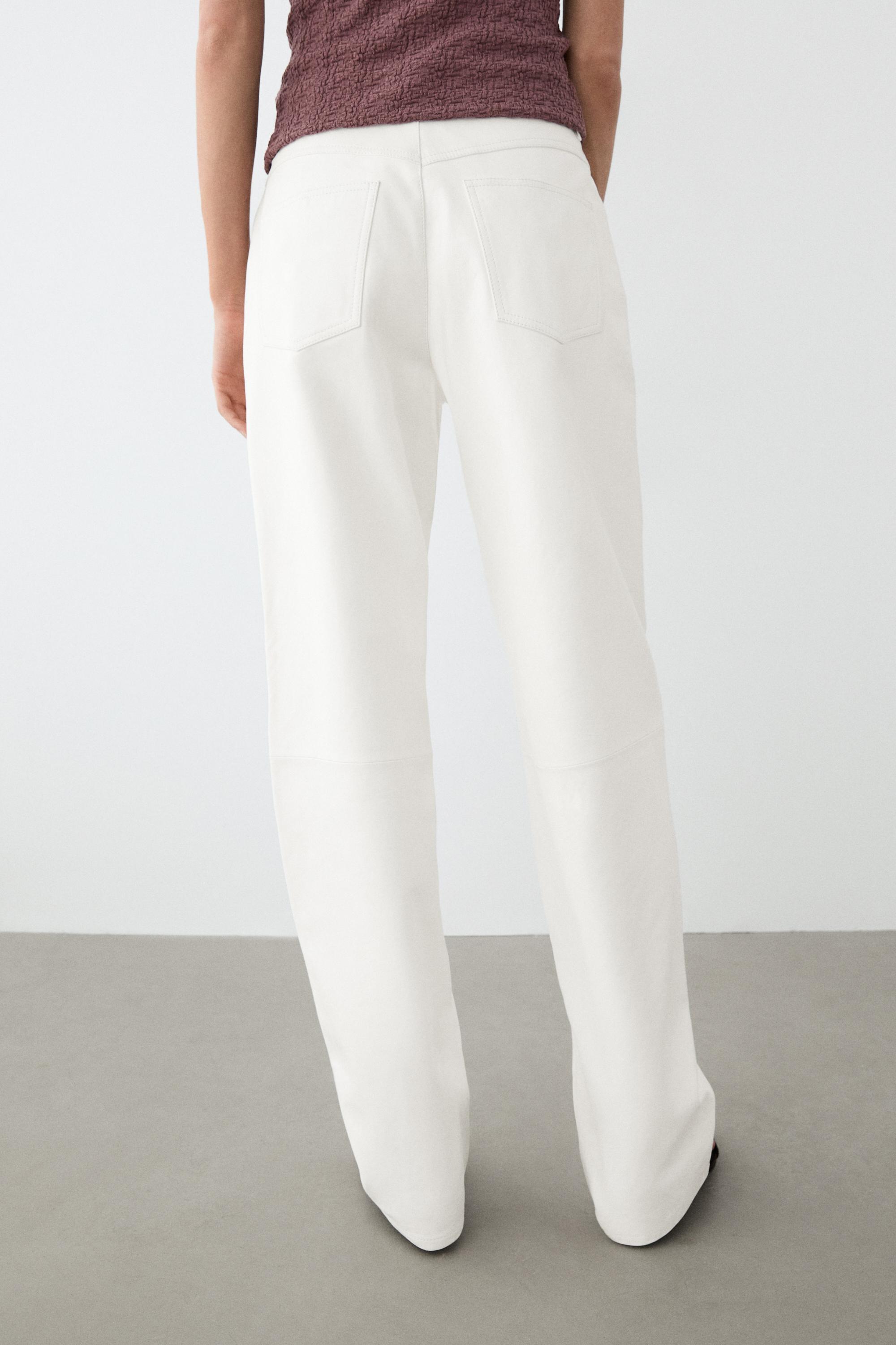 Straight-leg leather pants — WHITE