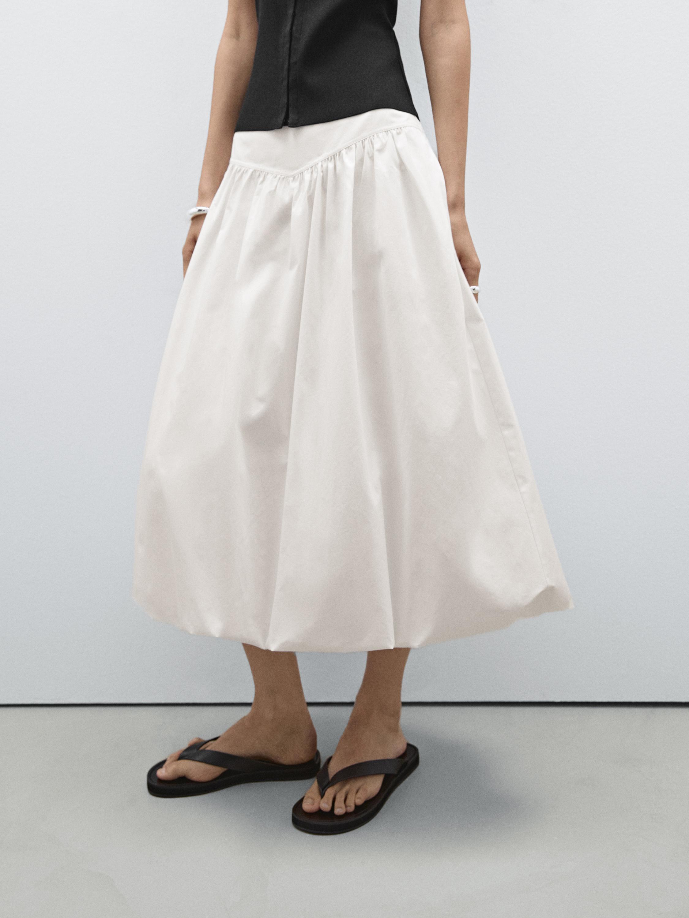 Jupe midi bouffante 100 % coton